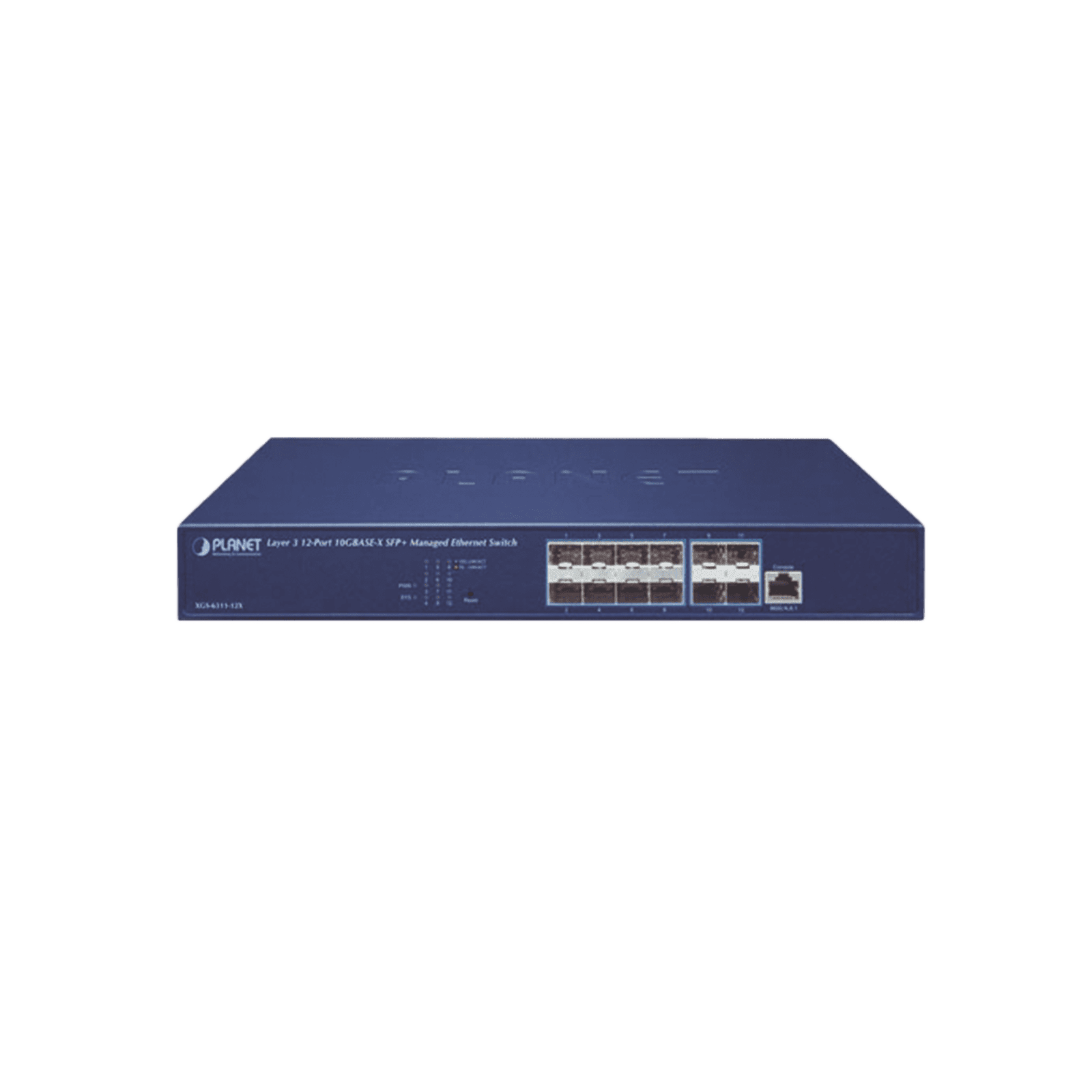 Switch Administrable Capa 3, 12 puertos SFP+ 10G BASE-X, 1 Puerto de Consola RJ45. XGS-6311-12X - PLANET