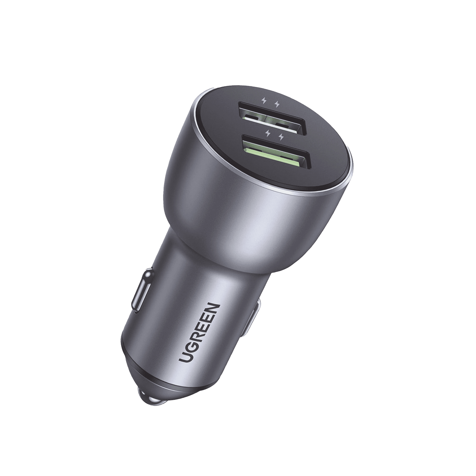 Cargador de Auto 36W | 2 Puertos USB-A | Carga Rápida | Compatible con Vehículos de 12 y 24 VCD | PD3.0 + QC3.0 | Chip Inteligente | Diseño Compacto | Mayor Eficiencia Energética | Aleación de Aluminio. 10144 - UGREEN