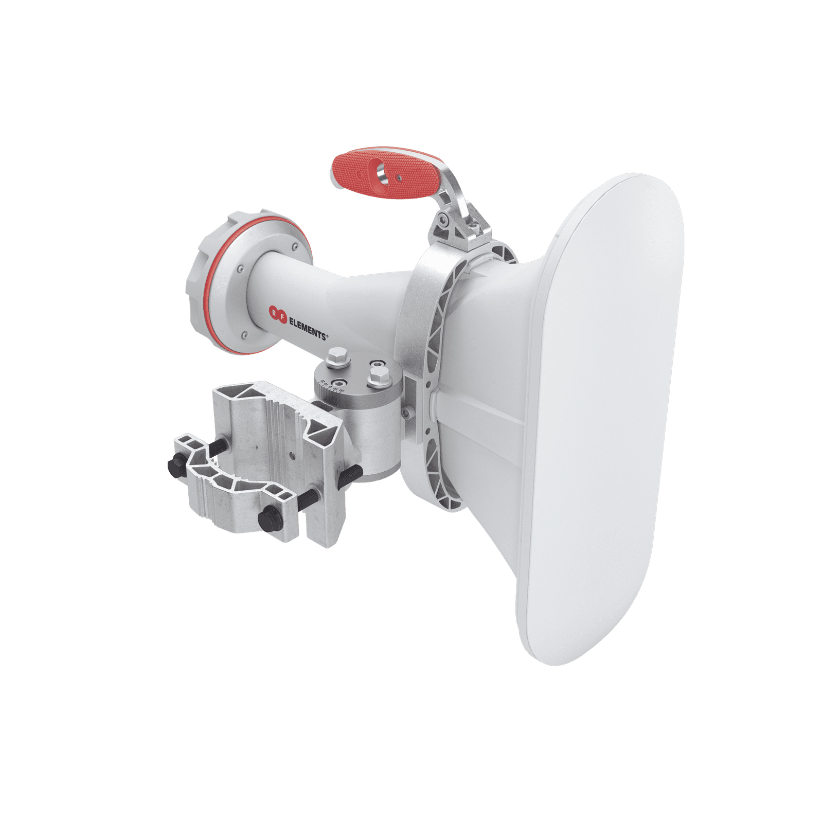 Antena asimétrica de 90° (90°H 25°V) 16 dBi tipo cuerno 5180-6000 MHz altamente eficiente, sin cables, sin perdidas, sin lóbulos listas para TwistPort, Montaje mejorado AH90-TP 218304 - RF ELEMENTS