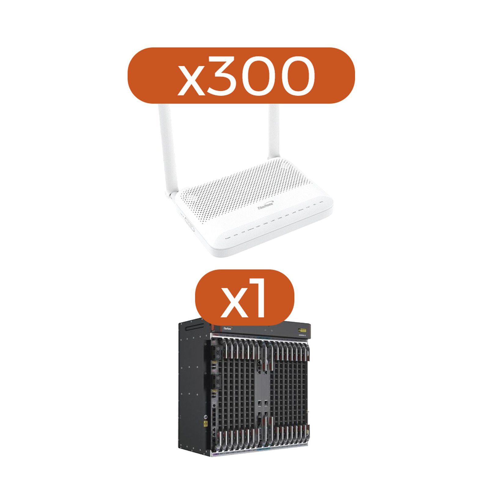 Kit 300 ONT´s HG6145D2 ONU GPON 4 GE + POTS + WIFI AC CON SC/UPC + 1 OLT AN6000-15 AN1545D2-KIT - FIBERHOME