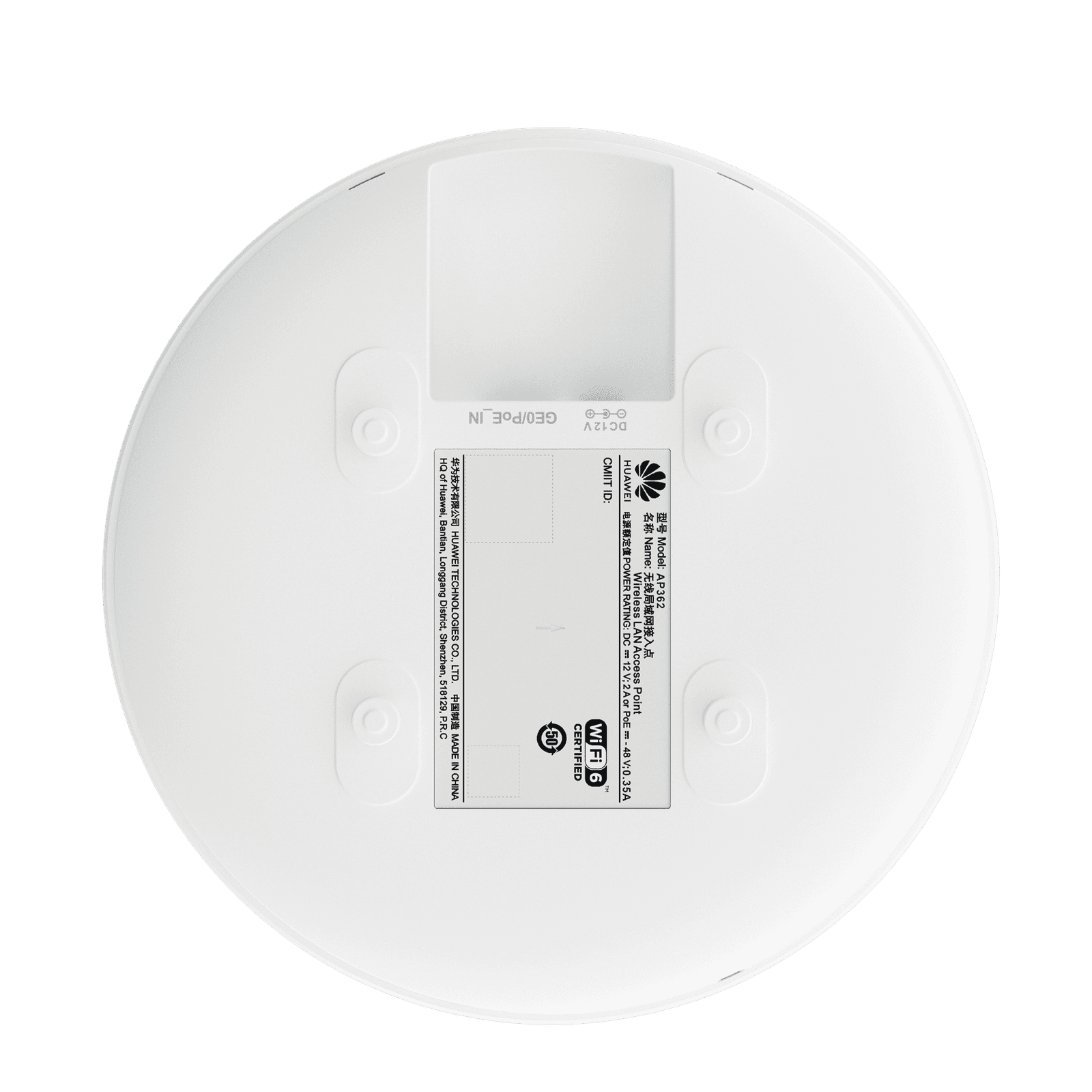Punto de Acceso Wi-Fi 6 / 1.775 Gbps / MU-MIMO 2×2:2 (2.4GHz y 5GHz) / Smart Antenna 20% más cobertura / Instalación en techo y pared / Seguridad WP3 / Con Administración Gratuita desde la Nube AP361 - HUAWEI