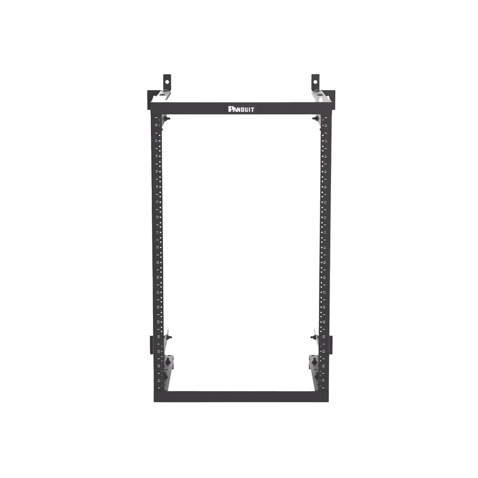 Rack PanZone® de Montaje en Pared, de 19in, Profundidad Ajustable, Rieles Numerados y Roscados #12-24, 18 UR, Color Negro AWMR18 - PANDUIT