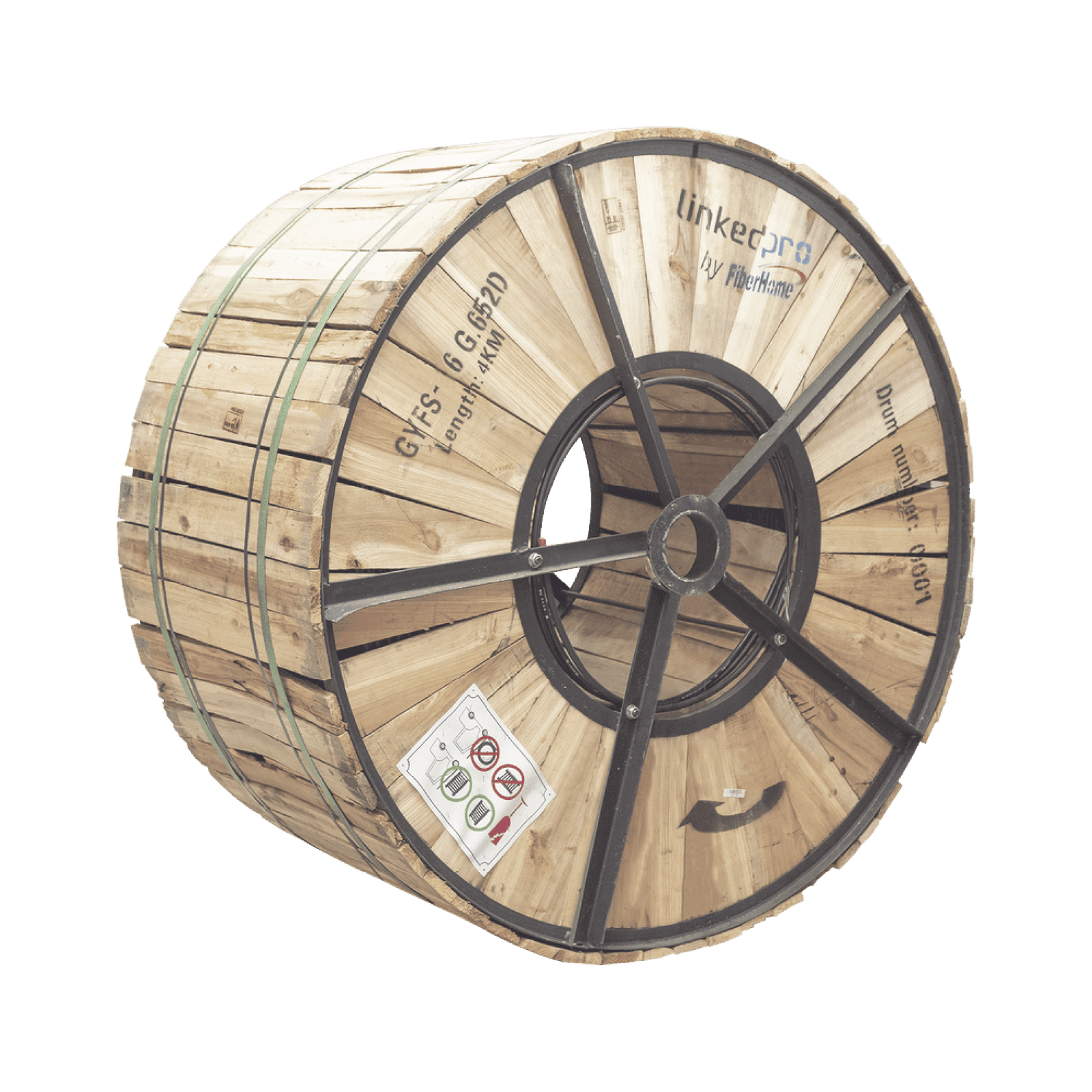 Carrete de 4 km de Fibra Óptica para Exterior G.652D, Armada, Monomodo de 6 Hilos, Loose Tube, Color Negro, (Para Instalación en Ducto/Subterráneo) GYFS-06C/4KM - LINKEDPRO BY FIBERHOME