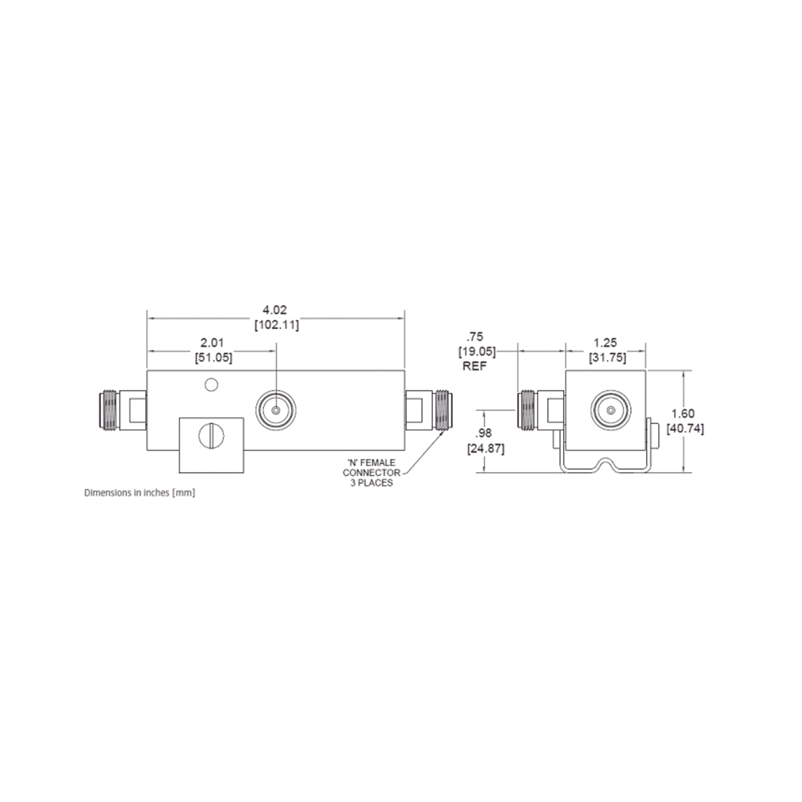SEPARADOR 10dB (10:1) Tap 350-5930MHz 500W -161dBc 4.3-10 IP67 . DN-74FE - MICROLAB