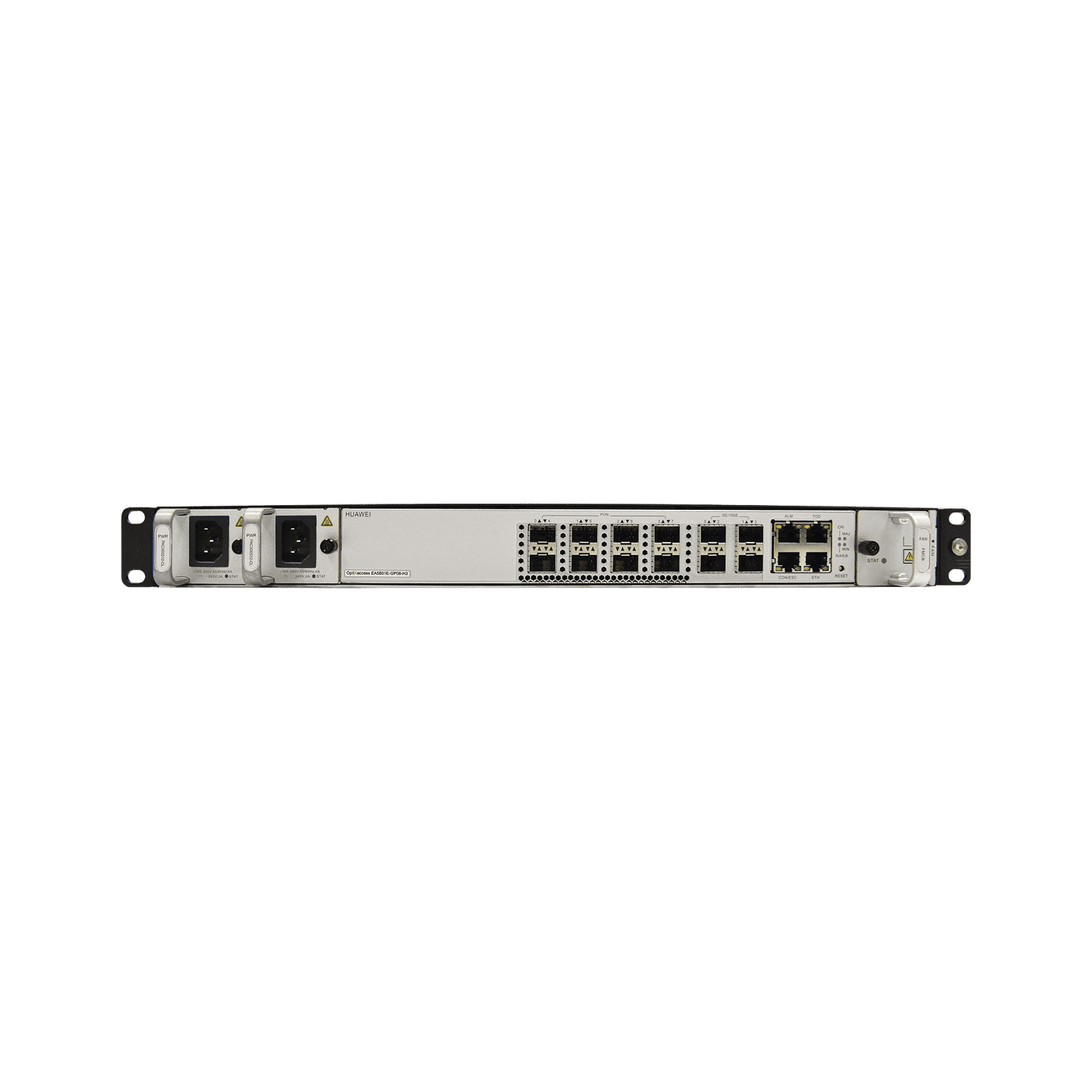 OLT GPON OptiXAccess 8 puertos C+, 4 puertos uplink (10GE/GE), 2 Fuentes de Alimentación AC, 1 UR EA5801E-GP08 - HUAWEI