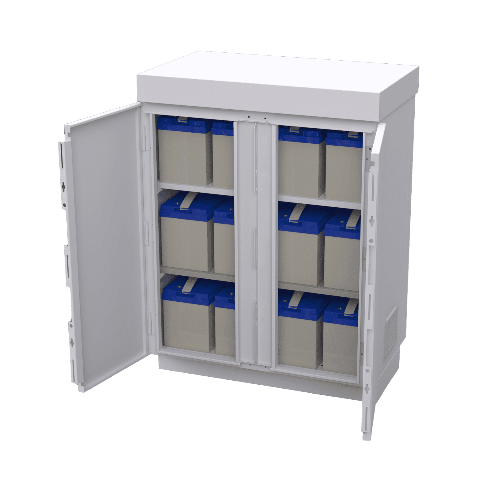 Gabinete de Lámina Galvanizada para Baterías (Hasta 12 Baterías PL110D12) y Equipo de Comunicación. EFCB091206W - EPCOM INDUSTRIAL