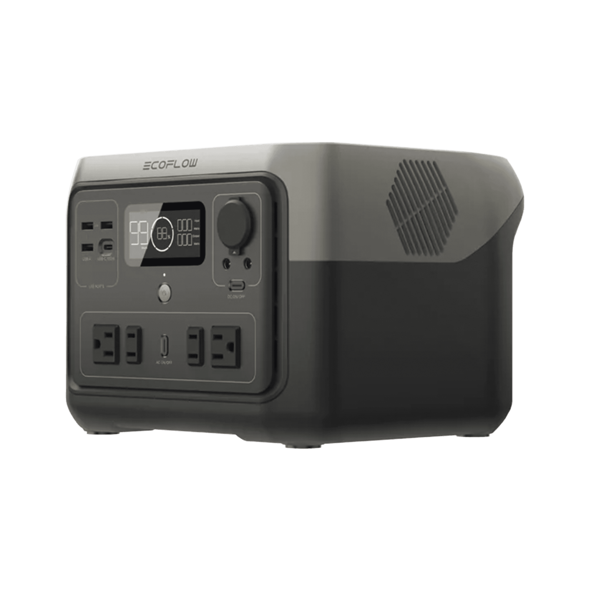 EcoFlow River 2 Max | Estación de Energía Portátil 512Wh Litio LFP / 4 AC 500 W (Max. 1000W) / 1 USB-C 100W / 3 USB -A 12W / Cargador de Coche 8A a 12 o 24V / Conectividad WiFi y Bluetooth (App) / Carga Solar 220W Max. EFR610 - ECOFLOW