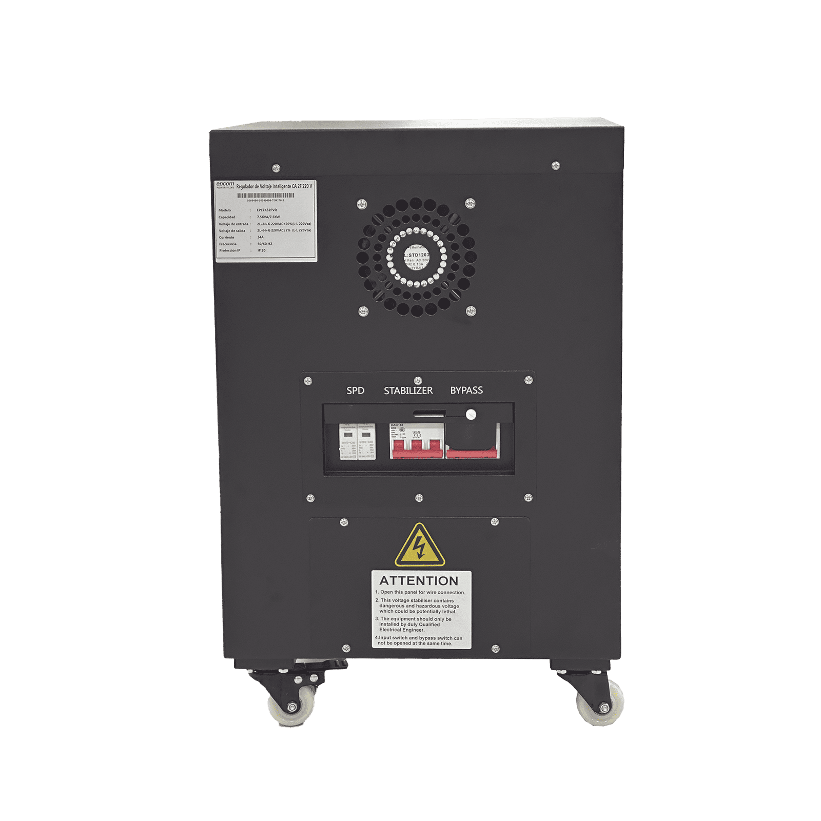 Regulador de Voltaje Industrial Bifásico 5 kVA/5 kW 220 V / Entrada 176-264 V Vca / Salida 215.6-224.4 Vca EPL5K2FVR - EPCOM POWERLINE