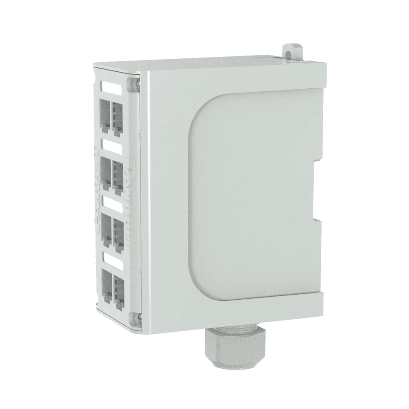 Panel de Parcheo Modular para Fibra Óptica, de Instalación en Riel DIN Estándar de 35mm, 8 Puertos Mini-Com, Color Gris FDME8RG - PANDUIT