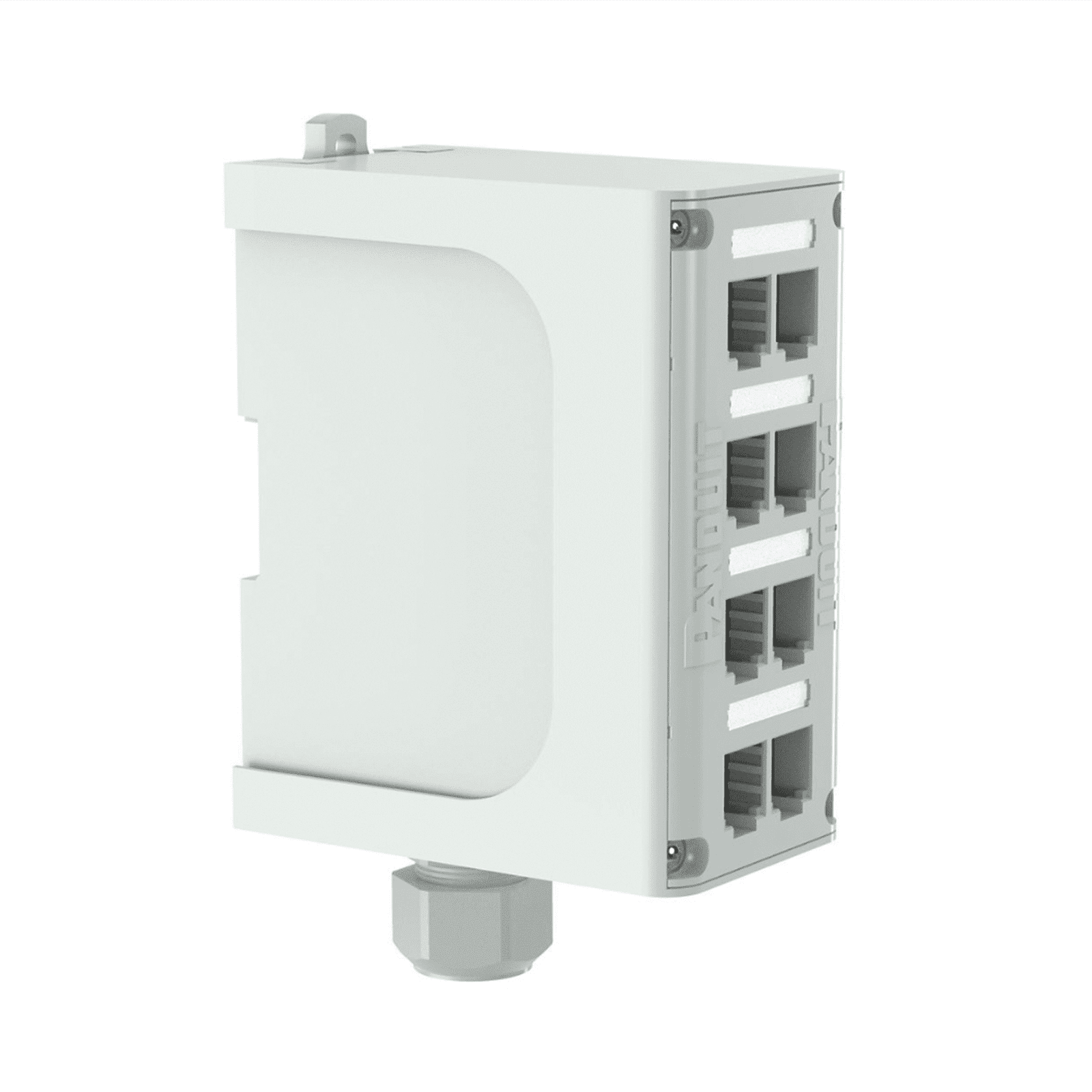 Panel de Parcheo Modular para Fibra Óptica, de Instalación en Riel DIN Estándar de 35mm, 8 Puertos Mini-Com, Color Gris FDME8RG - PANDUIT