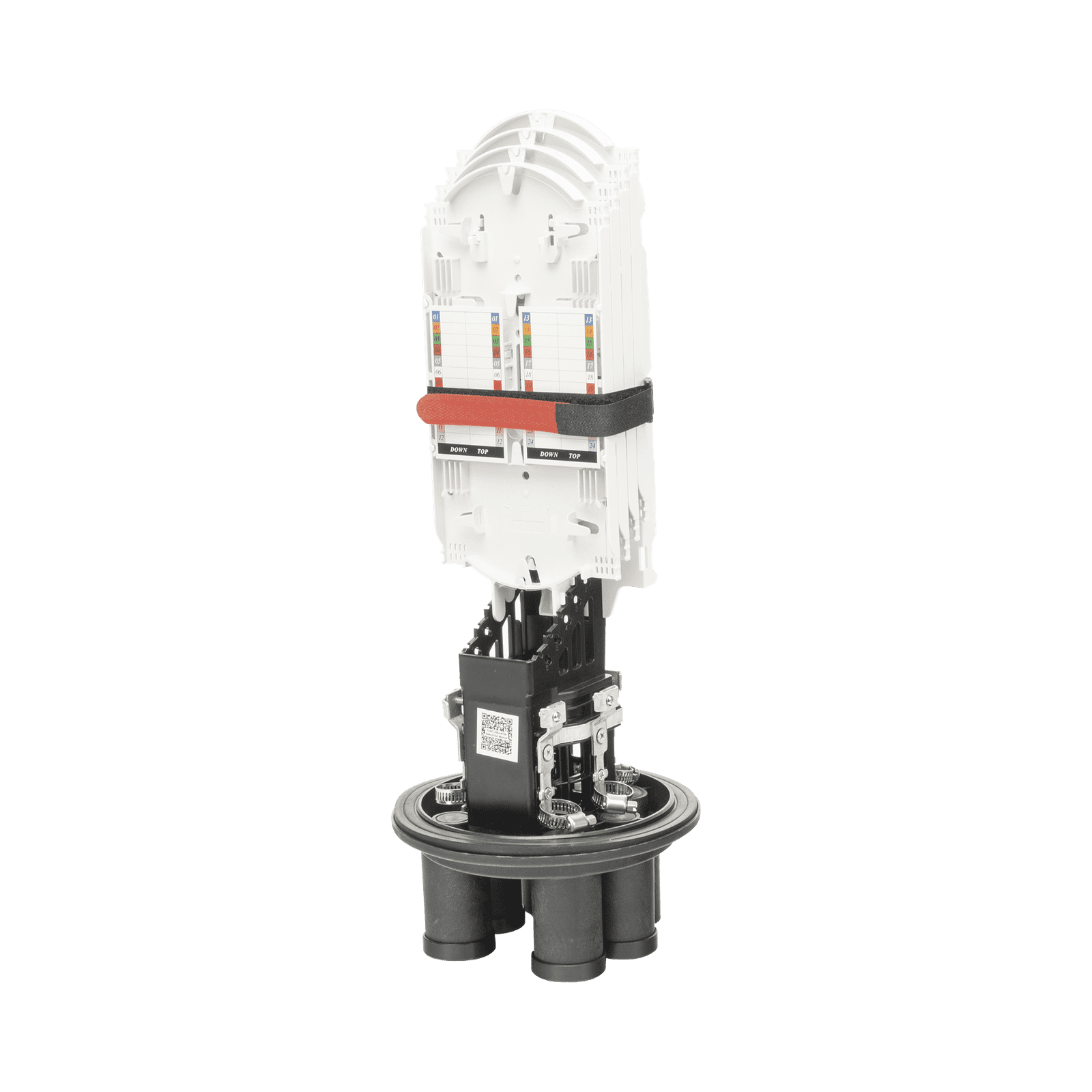 Caja de Distribución de Fibra Óptica Vertical tipo Domo, hasta 96 empalmes, Exterior, IP68 FITOSC-220J-A104 - FIBERHOME