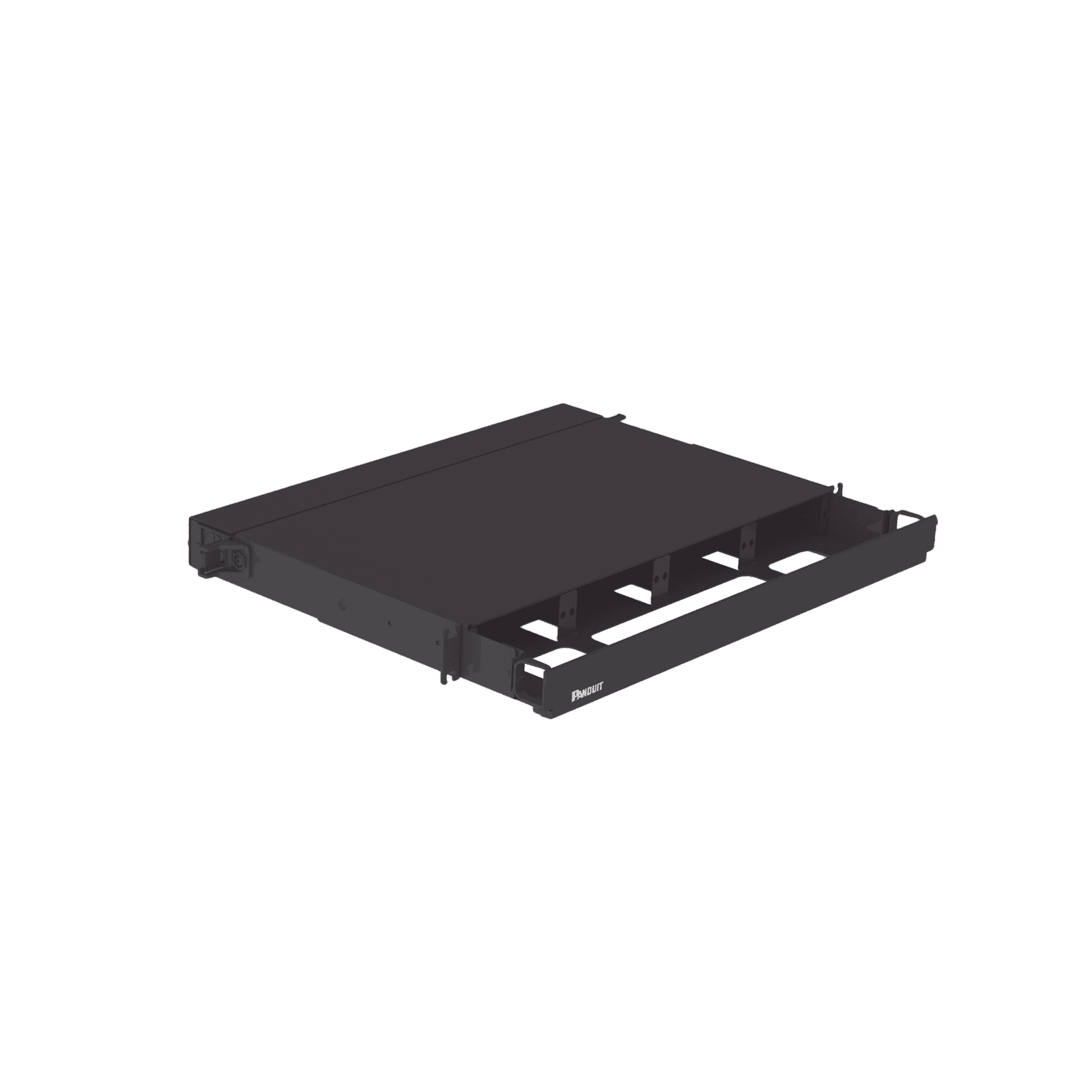 Panel de Distribución de Fibra Óptica, Acepta 4 Placas FAP o FMP, Bandeja Deslizable, Hasta 96 Fibras, Color Negro, 1UR FRE1UBL - PANDUIT