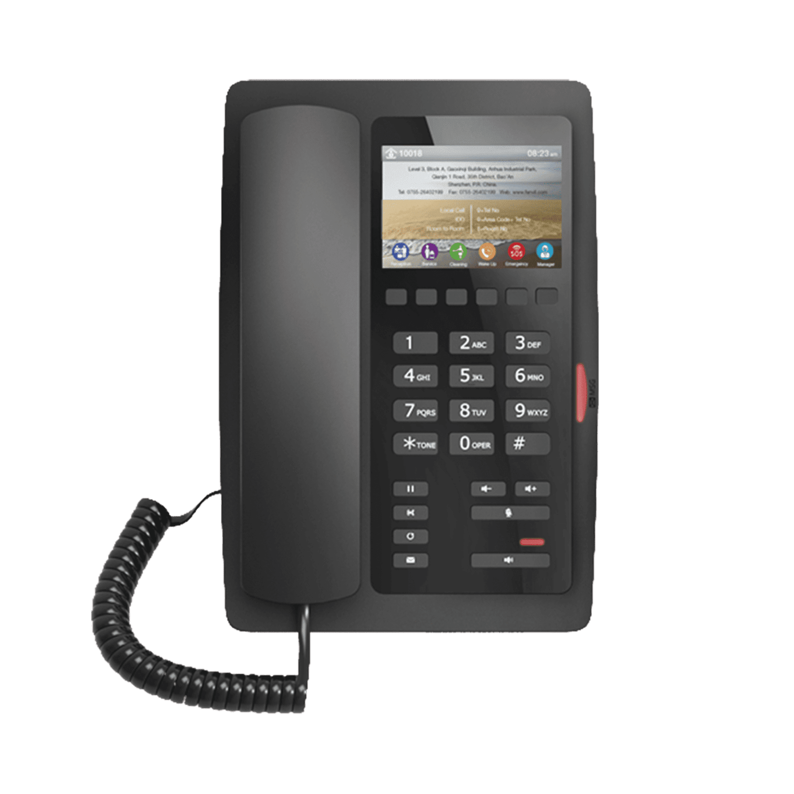 (H5 Color Negro) Teléfono IP Hotelero de gama alta, pantalla LCD de 3.5 pulgadas a color, 6 teclas programables para servicio rápido (Hotline), PoE H5 88801 - FANVIL