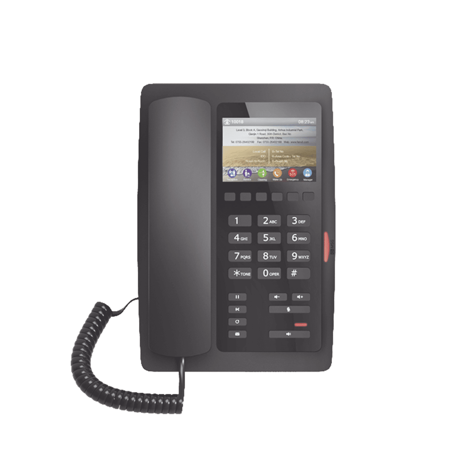 (H5 Color Negro) Teléfono IP Hotelero de gama alta, pantalla LCD de 3.5 pulgadas a color, 6 teclas programables para servicio rápido (Hotline), PoE H5 88801 - FANVIL