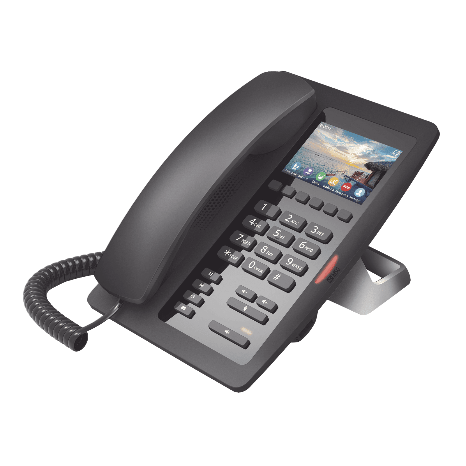 (H5W Color Negro)Teléfono IP WiFi para Hotelería, profesional de gama alta con pantalla LCD de 3.5 pulgadas a color, 6 teclas programables para servicio rápido (Hotline) PoE H5WB 196469 - FANVIL