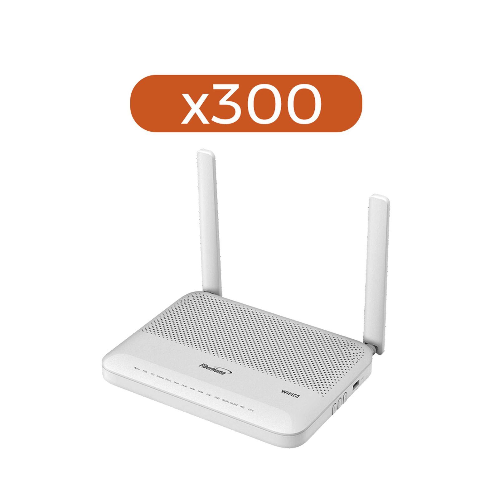 KIT 300 Piezas ONU GPON WiFi 6, Doble Banda 2.4/5 GHz , con 4 puertos Gigabit Ethernet + 2 POTS + 1 USB + 1 CATV (RF), conector SC/APC HG6144F-KIT - FIBERHOME