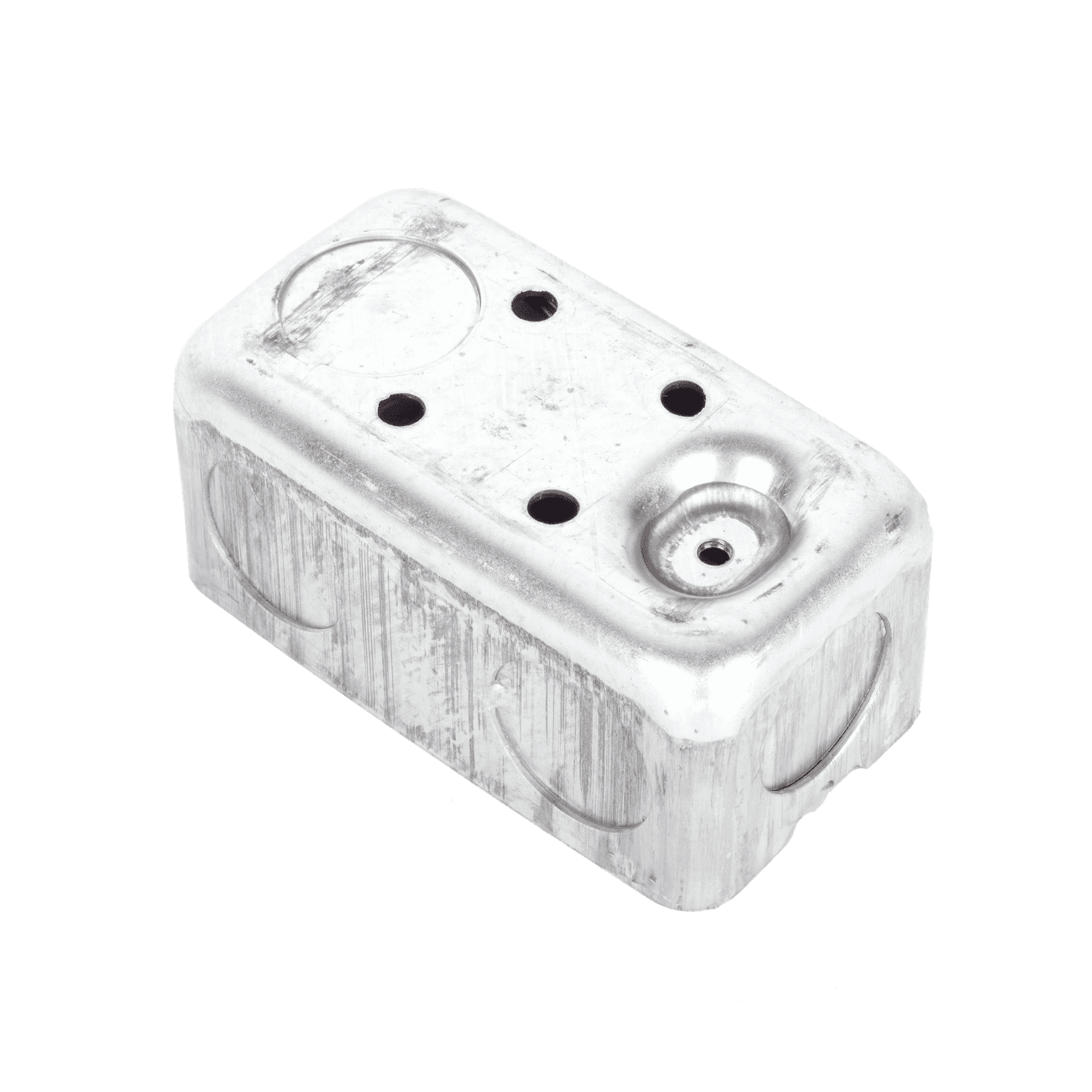 Caja (Chalupa) 4×2″ / Profundidad 1-7/8″ / 7 Entradas de 3/4″ / Troquelada. HUB-663 - RACO