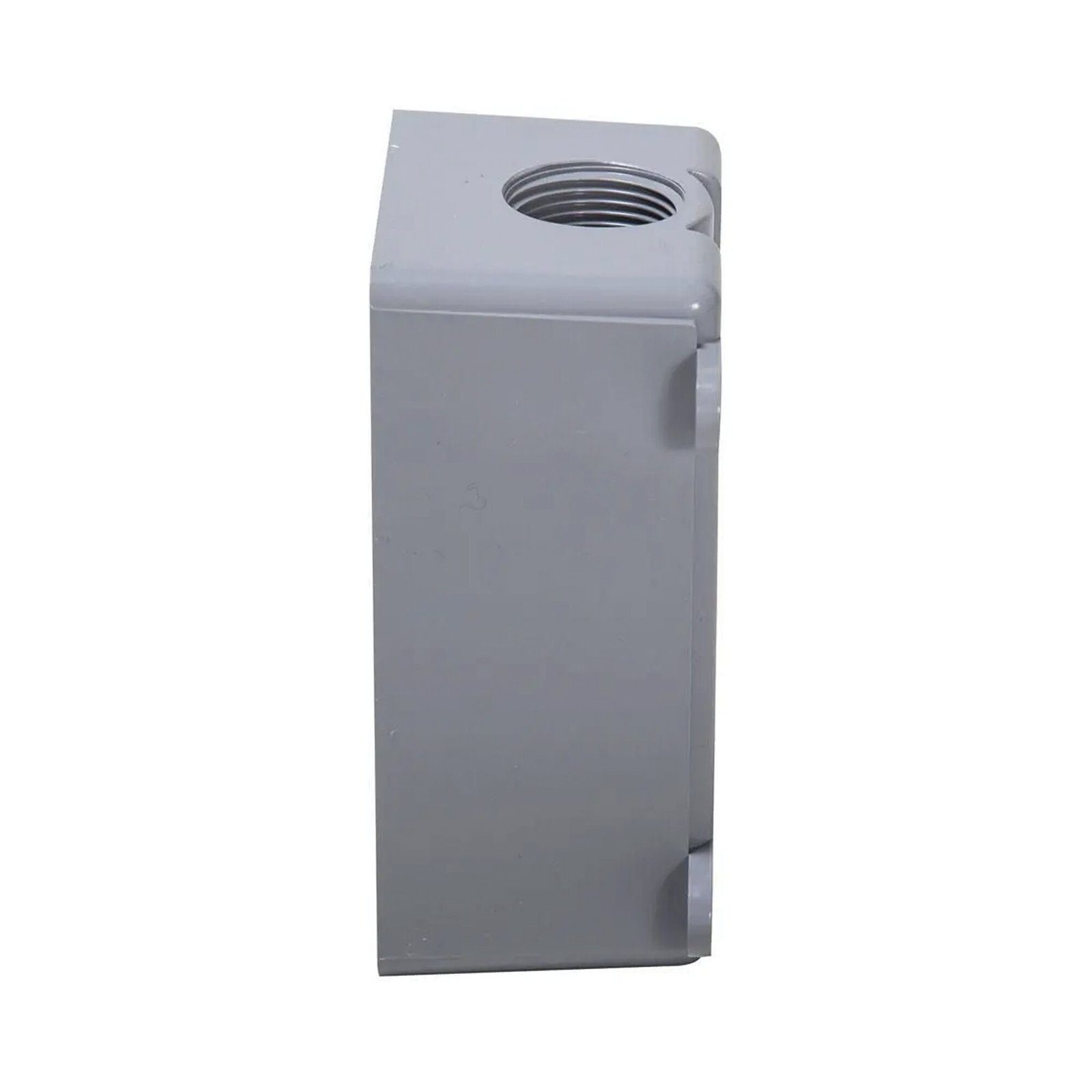Caja Impermeable de 1 Gang / Profundidad de 2″/ Cuenta con 3 Salidas roscadas para tubería de 1/2″ ó 3/4″/ Color Gris. HUB-PSB-37550-GY - RACO