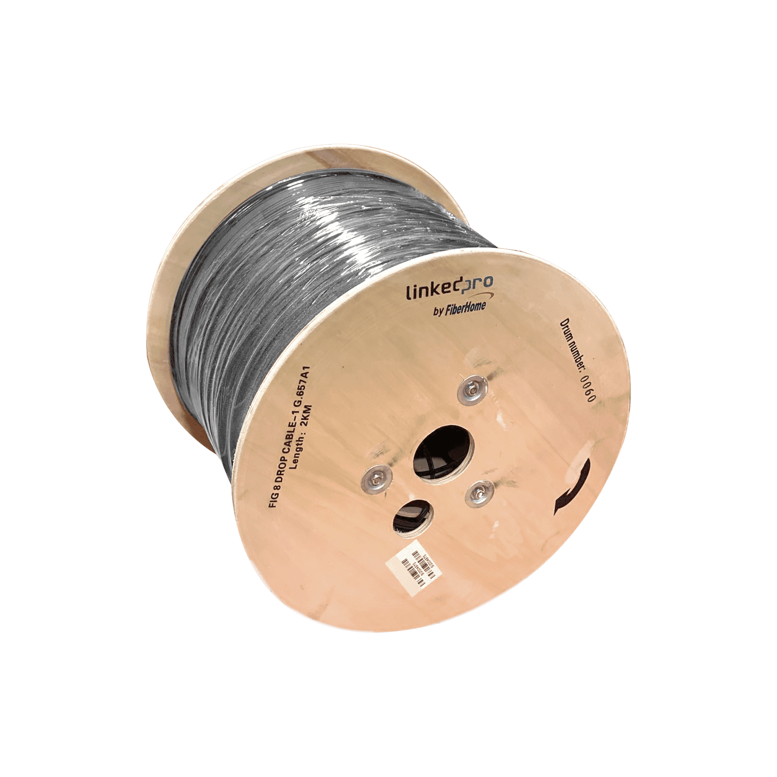 Carrete de 2 km de Fibra Óptica Aérea Mini Figura 8 G.657A1 tipo Drop, Monomodo de 1 Hilo (unifibra), Color Negro IC-FIG8A1-1C/2KM - LINKEDPRO BY FIBERHOME
