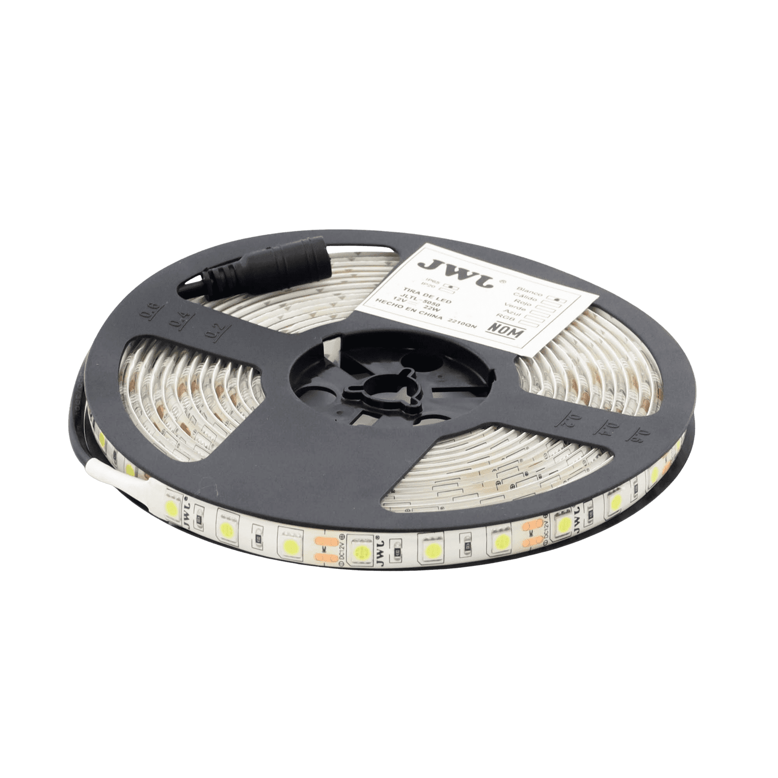 Tira Led de 5 m / Color Blanco / Uso Exterior / Potencia 22 W / 900 lm/ 12 V CD / IP 65. JLTL-5050-IP65-B - JWJ