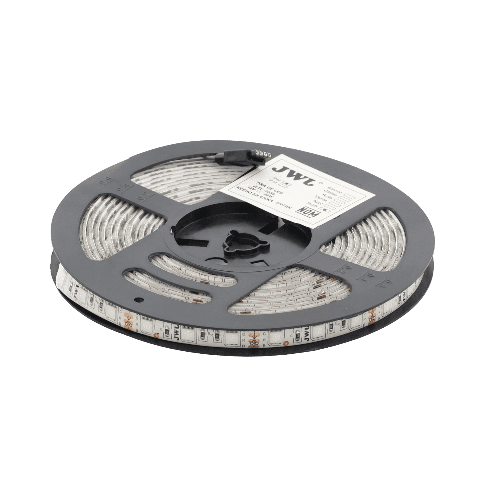 Tira Led Multicolor de 5 m / Uso Exterior / Potencia 22 W / 900 lm/ 12 V CD / Necesario transformador ( no incluido). JLTL-5050-IP65-RGB - JWJ