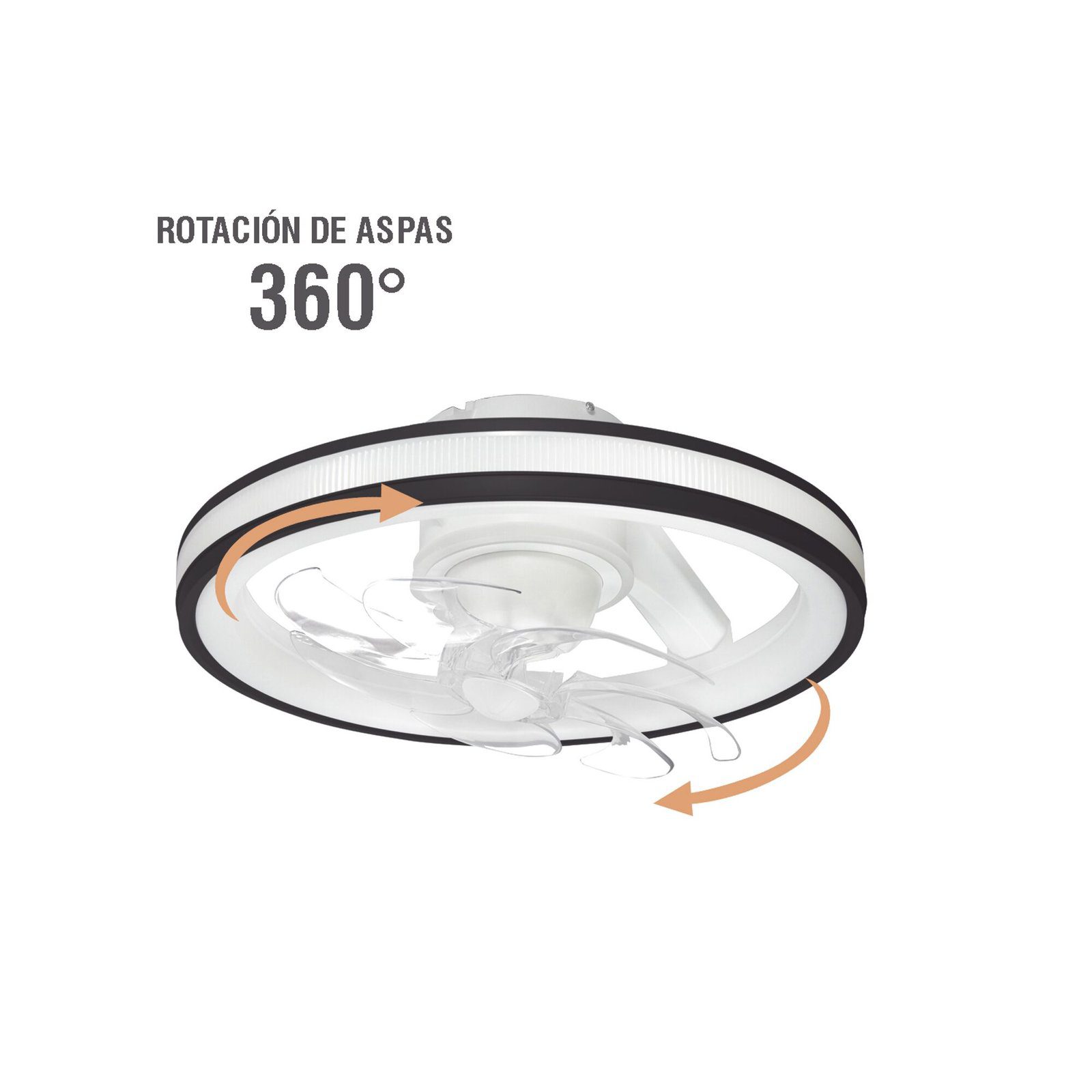 Ventilador de Techo con Luminario LED de 110 V CA 50/60 Hz / 88 W /4500 Lm / 6500 – 4 000 – 2 700 K /3 Tonos de Luz / 501 mm / 6 Velocidades / Dimeable. JLV-014 - JWJ