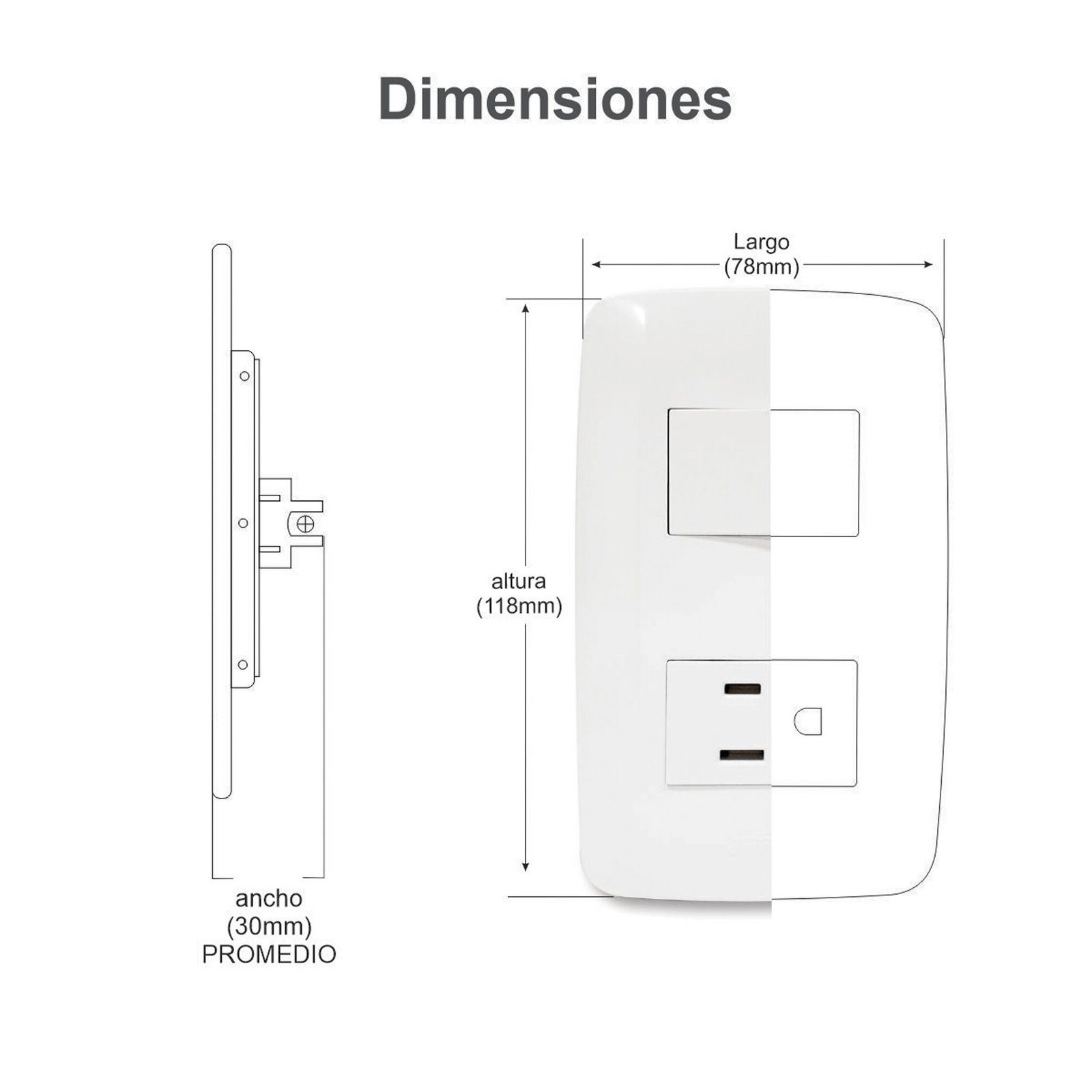 Placa con 2 Interruptores Sencillos / 127 V~60 Hz 10 A/ 1 Modulo. JTL-B72-39 - JWJ