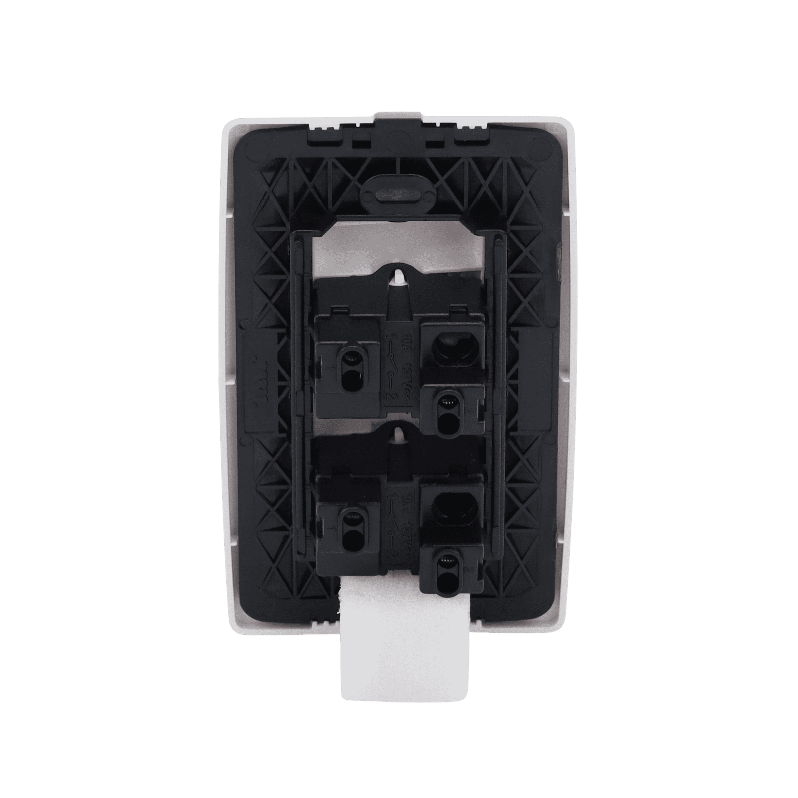 Placa con 2 Interruptores Sencillos 10 A/ 127 V CA ~ 60 Hz / 1 1/2 Módulos / Color Blanco. JTL-C7305 - JWJ