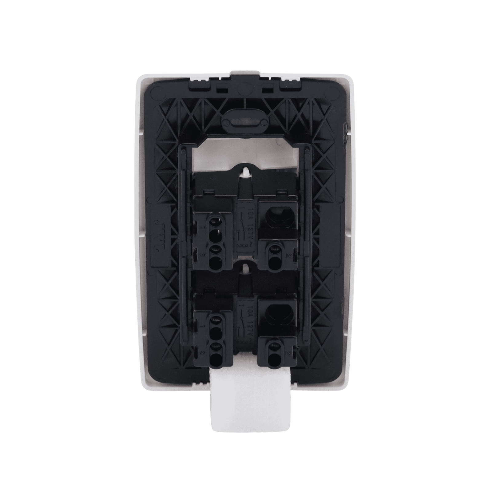 Placa con 2 Interruptores Escalera 10 A/ 127 V CA ~ 60 Hz / 1 1/2 Módulos / Color Blanco. JTL-C7306 - JWJ