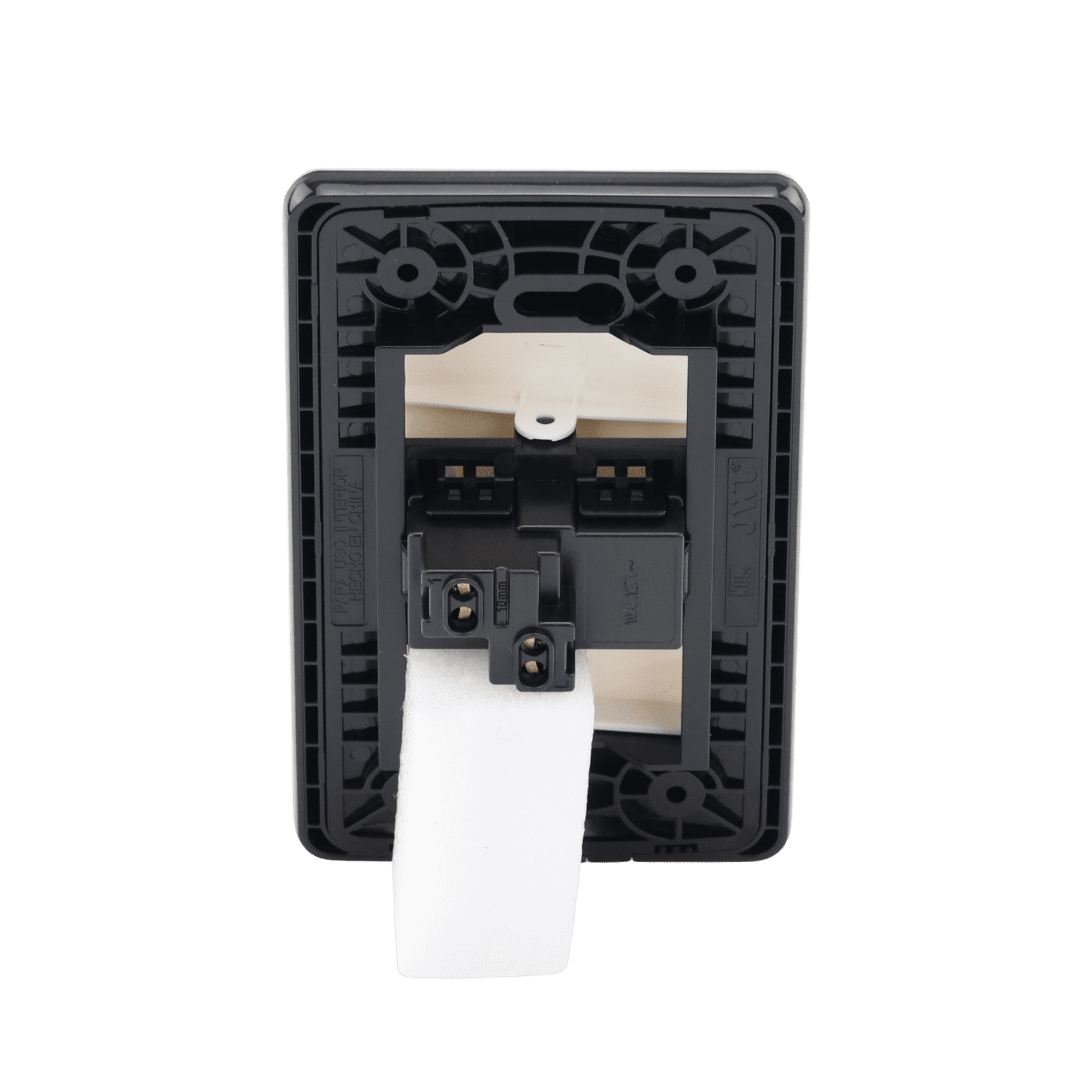Placa de policarbonato con Interruptor sencillo 10 A/ 127 V CA ~ 60 Hz / Carcasa de Acero. JTL-E7501 - JWJ