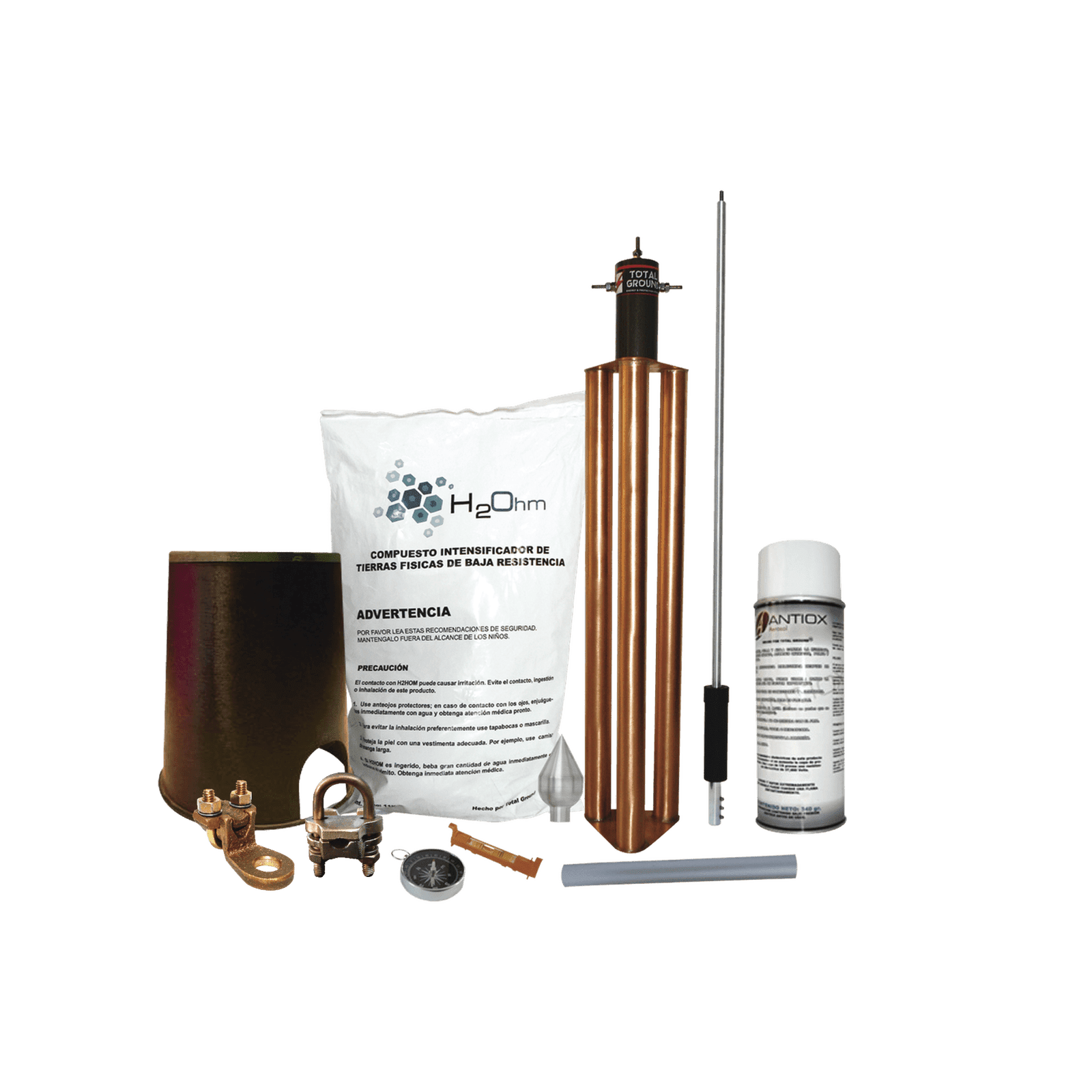 Kit Pararrayo con Accesorios de Instalación en Torre para Protección de 80 m de Diámetro. KITMASTERALUT - TOTAL GROUND