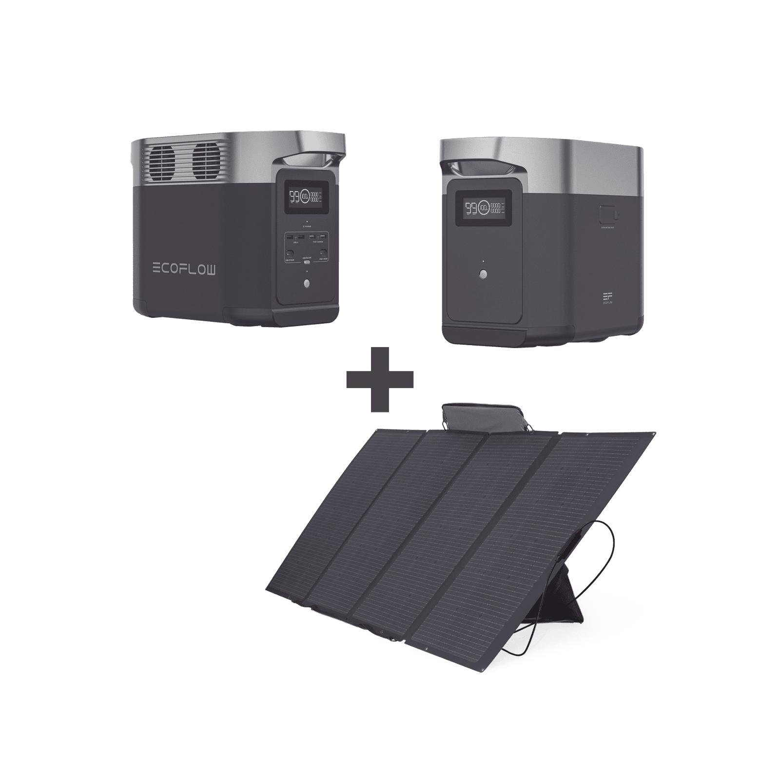 Kit de Estación de Energía Portátil 1024Wh + Batería Externa 1024Wh + Panel Solar Flexible 400W (2024Wh Totales) DLT2KIT-BP - ECOFLOW