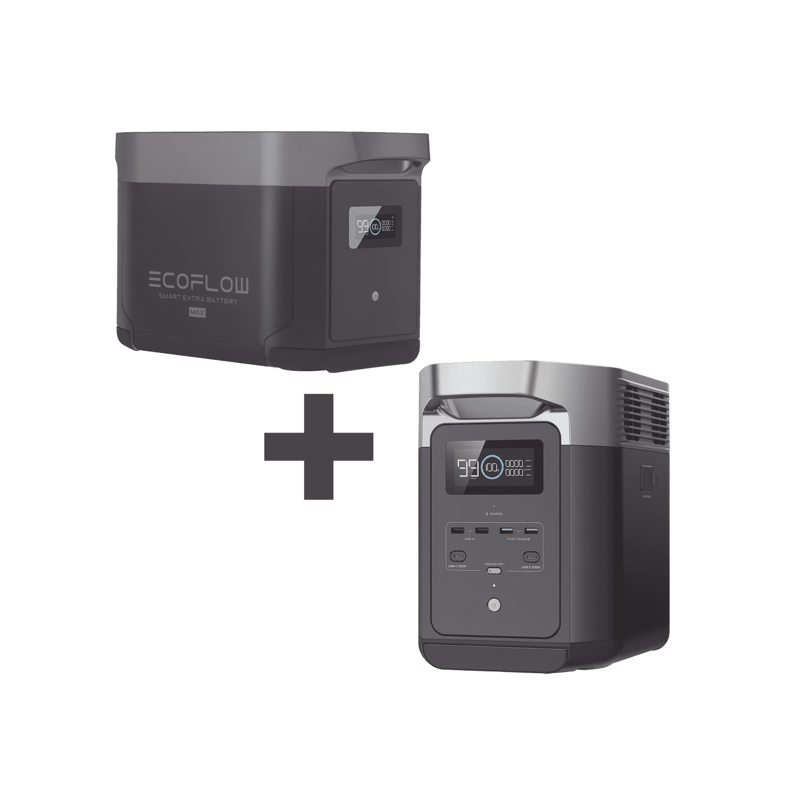 Kit de Estación de Energía Portátil 2048Wh + Batería Externa 2048Wh (4096Wh Totales) DLT2MAX-BP - ECOFLOW