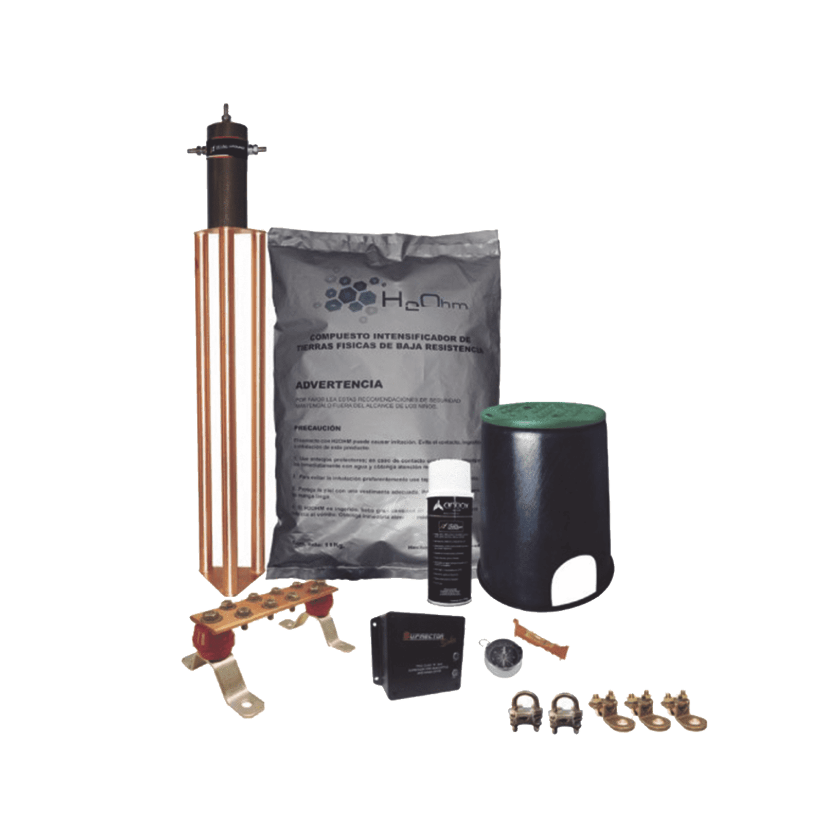 Kit de Tierra Física con Electrodo Magnetoactivo de 45 AMP Y Supresor de Picos SOHO KITMASTERTG-CONMV2 - TOTAL GROUND