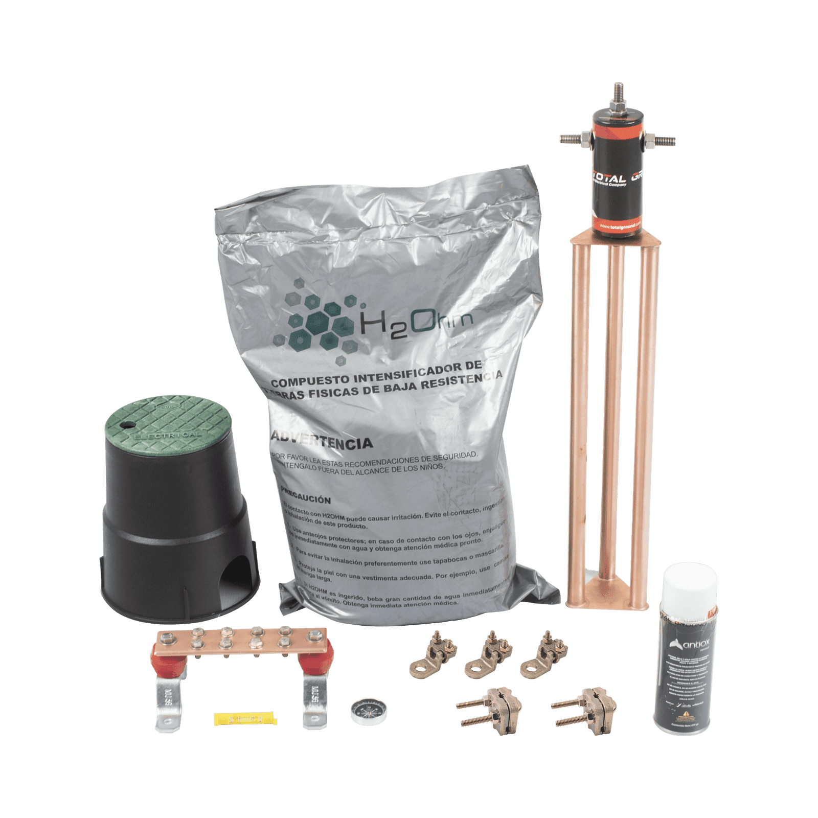 Kit de tierra física modelo TG45AB con Electrodo Magnetoactivo, capacidad: 45 AMP KIT-MASTER-45AB-V2 - TOTAL GROUND