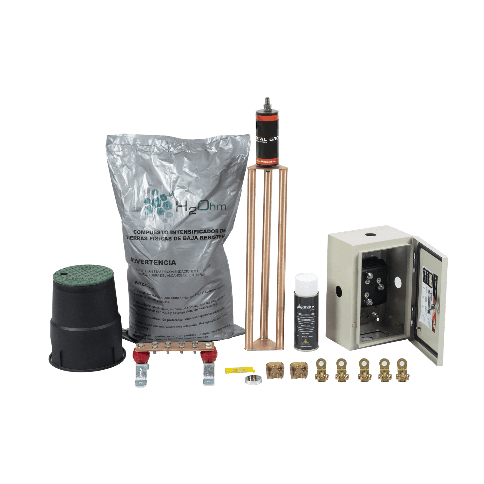 Kit de tierra física modelo TG70K con Electrodo Magnetoactivo y Accesorios de Instalación, capacidad: 70 AMP KIT-MASTER-70K-V2 - TOTAL GROUND