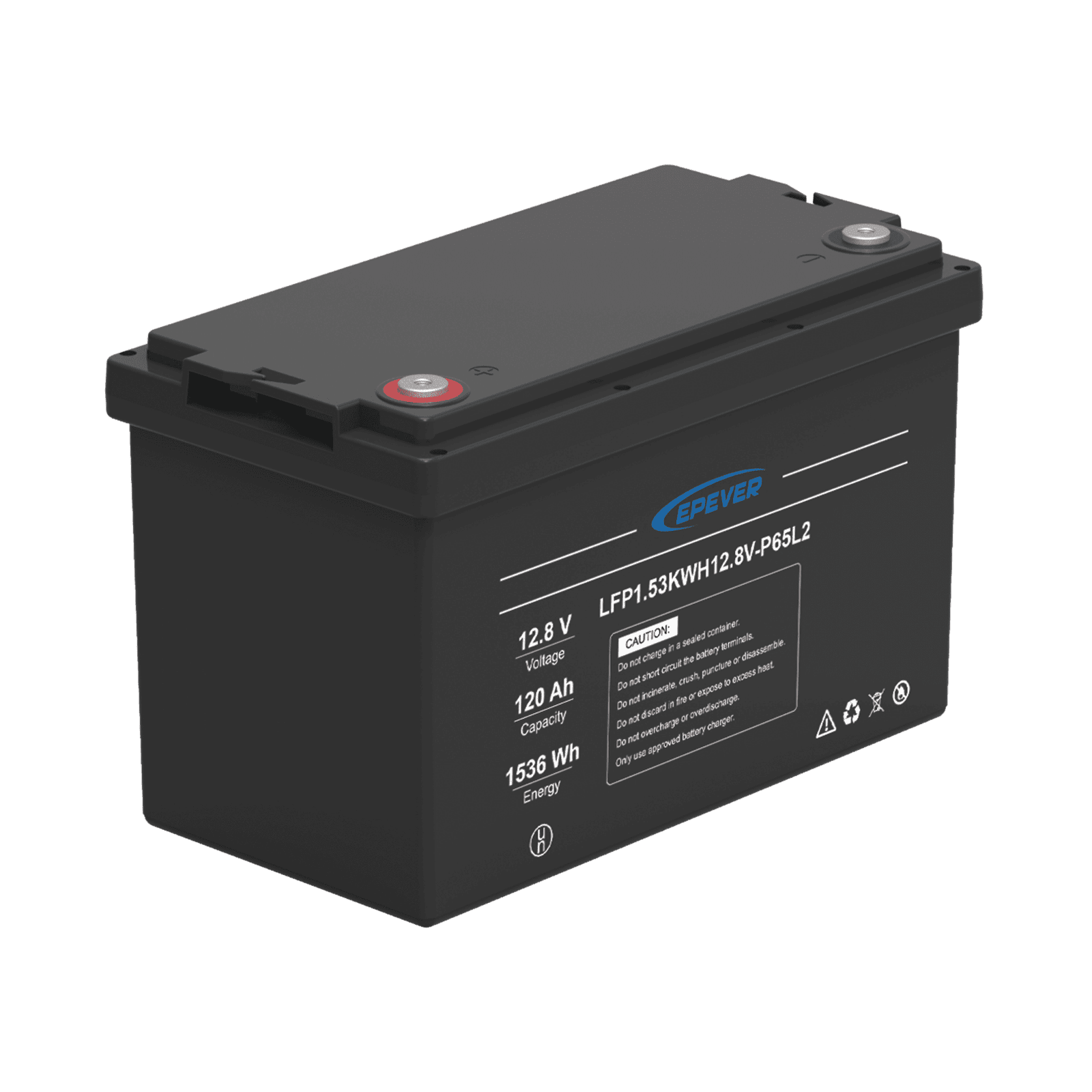 Batería de Litio LiFePO4 Ciclo Profundo 12.8Vcc, 120 Ah, 1.53Kwh, para Exterior, Libre de Mantenimiento LFP120EP12.8 - EPEVER
