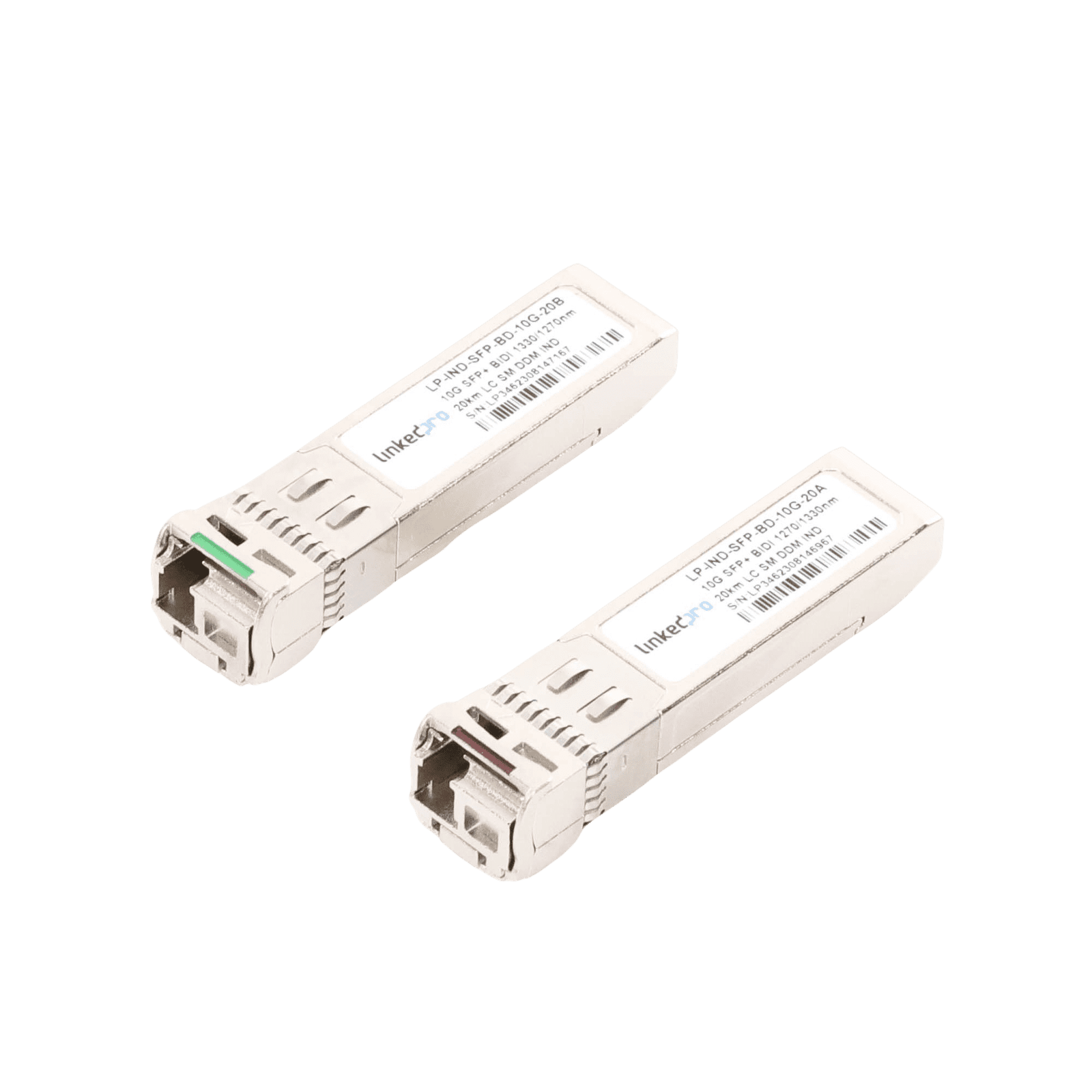 Transceptores Industriales SFP+ Bidireccionales (Mini GBIC) / Monomodo / 10 Gbps / Conector LC / Hasta 20 km de Distancia / 2 Piezas LP-IND-SFP-BD-10G-20 219433 - LINKEDPRO BY EPCOM