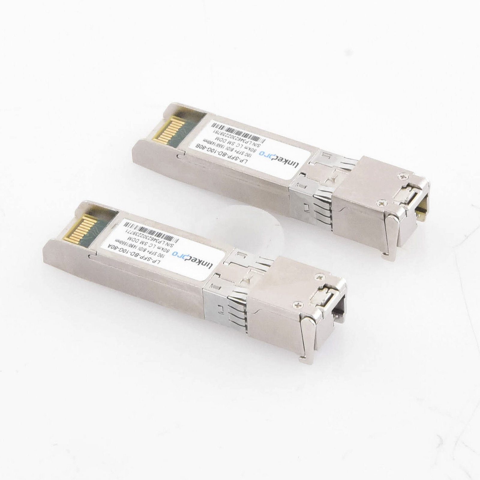 Transceptores Bidireccionales SFP+ (Mini-Gbic) para fibra Monomodo, 10 Gbps de velocidad, Conectores LC, Simplex, Hasta 80 km de Distancia (2 Piezas) LP-SFP-BD-10G-80 215301 - LINKEDPRO BY EPCOM