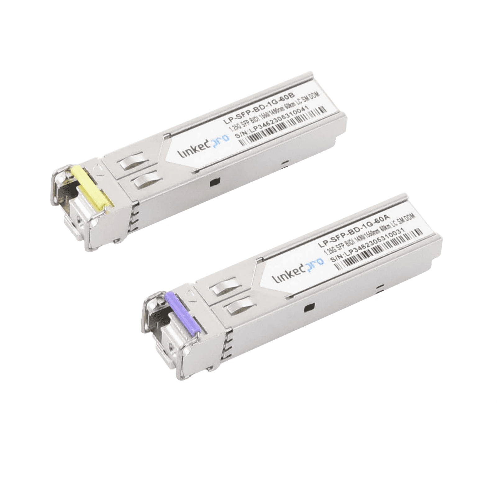 Transceptores Bidireccionales SFP (Mini-Gbic) para fibra Monomodo, 1.25 Gbps de velocidad, Conectores LC, Simplex, Hasta 60 km de Distancia. (2 Piezas) LP-SFP-BD-1G-60 215295 - LINKEDPRO BY EPCOM