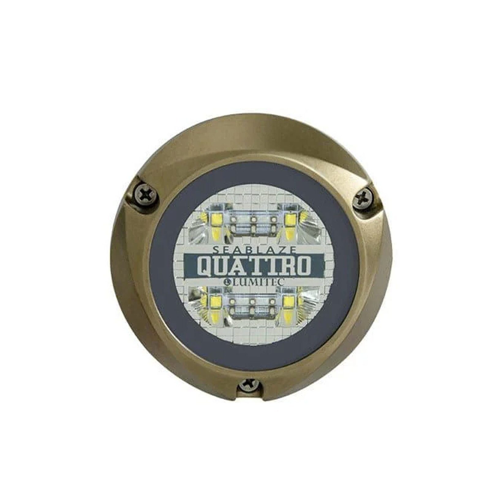 Luz led marina sumergible SeaBlaze Quattro, emite luz multicolor de 2000 lúmenes, fabricada en bronce naval con grado de protección IP68. 101510 - LUMITEC
