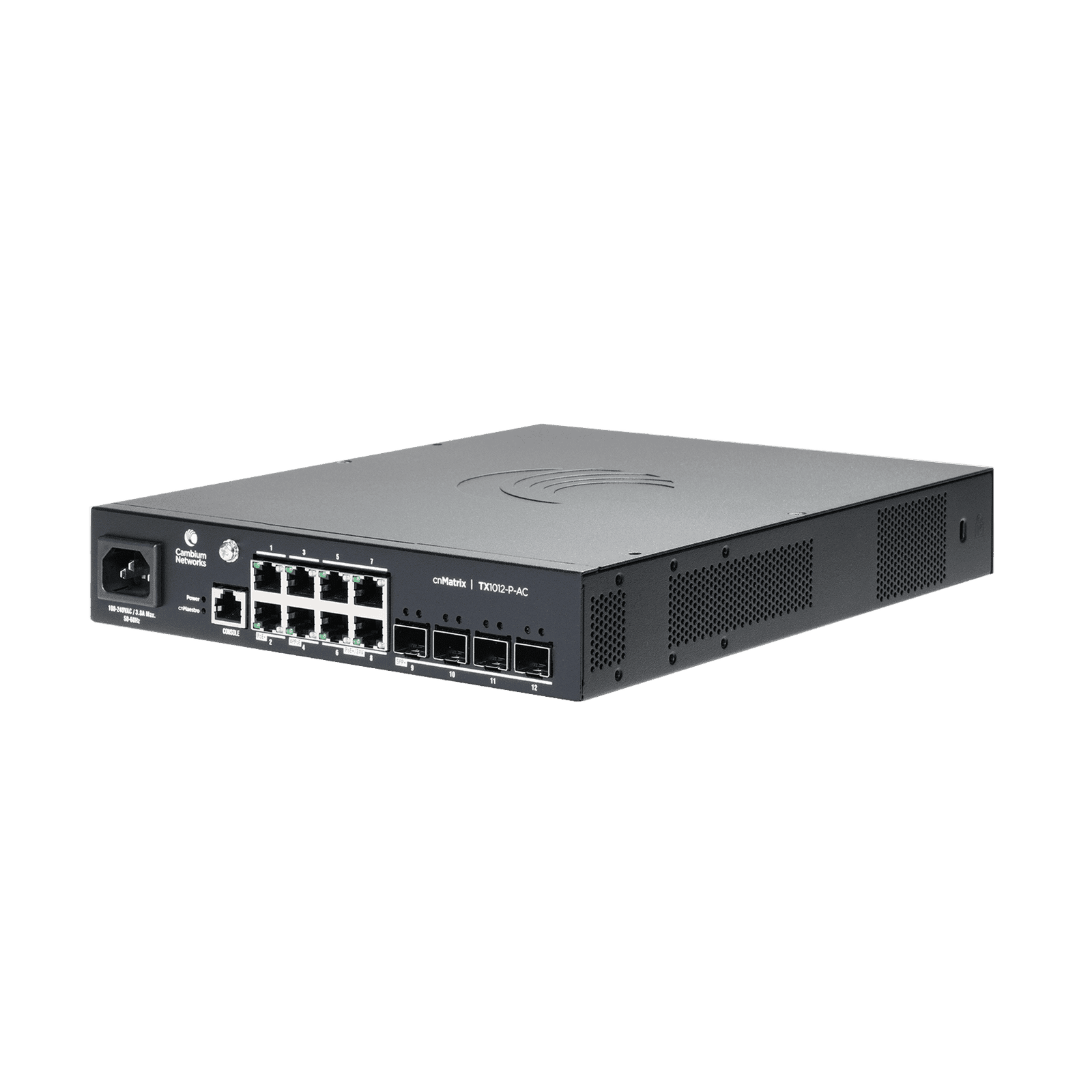 Switch cnMatrix TX1012-AC-P PoE Ideal para WISP  / 8 Puertos Gigabit PoE + 4 SFP+ / PoE Budget 200W /Capa 2 y Capa 3 / Gestión Gratuita Desde la Nube / cnMaestro X Gratis MX-TX1012GXPA-00 209881 - CAMBIUM NETWORKS