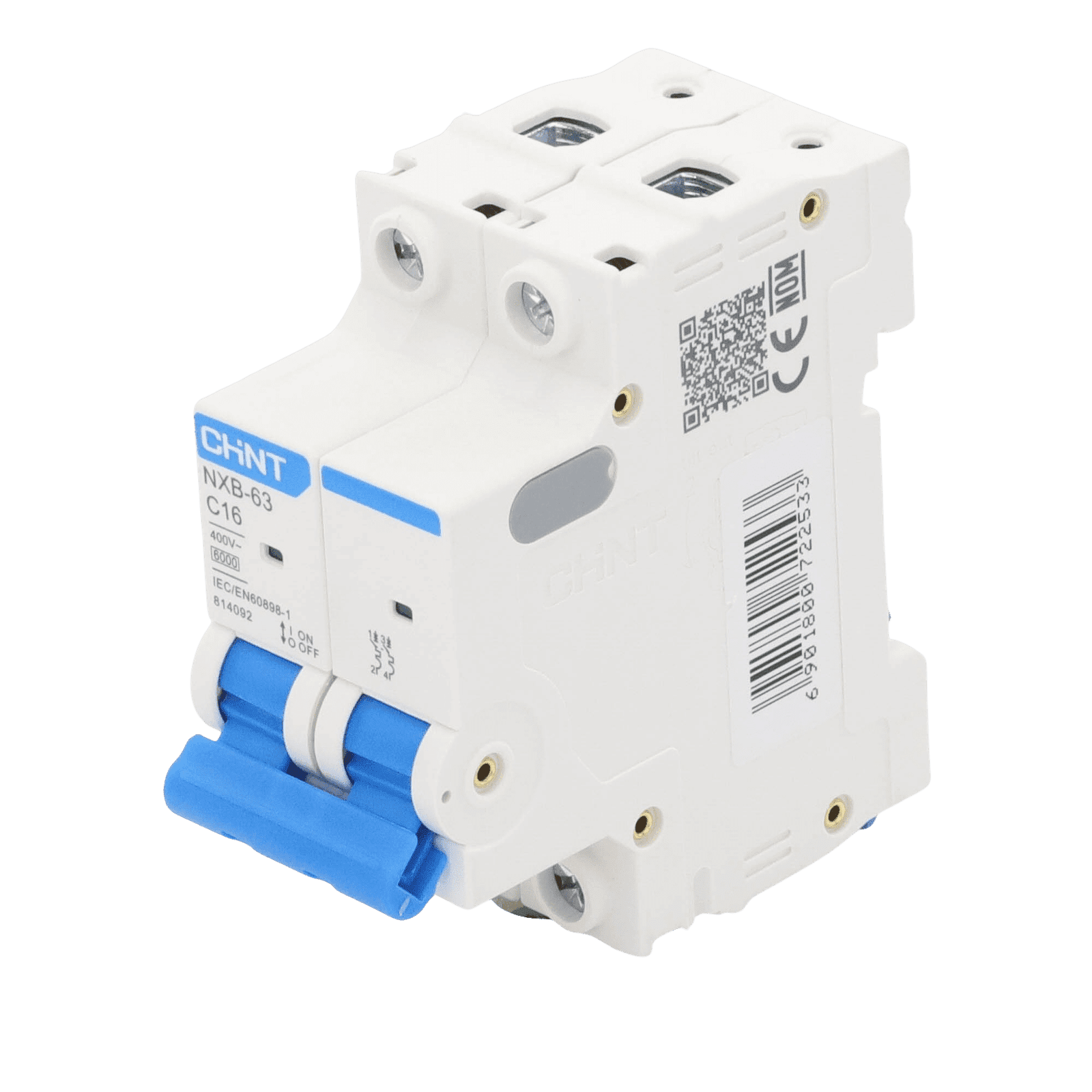 Pastilla para Riel Din, 2 Polos, 16 Amp, Vca:110/415v, 6kA, Catálogo: NXB632PC16, Serie: NXB-63. NXB632PC16 - CHINT