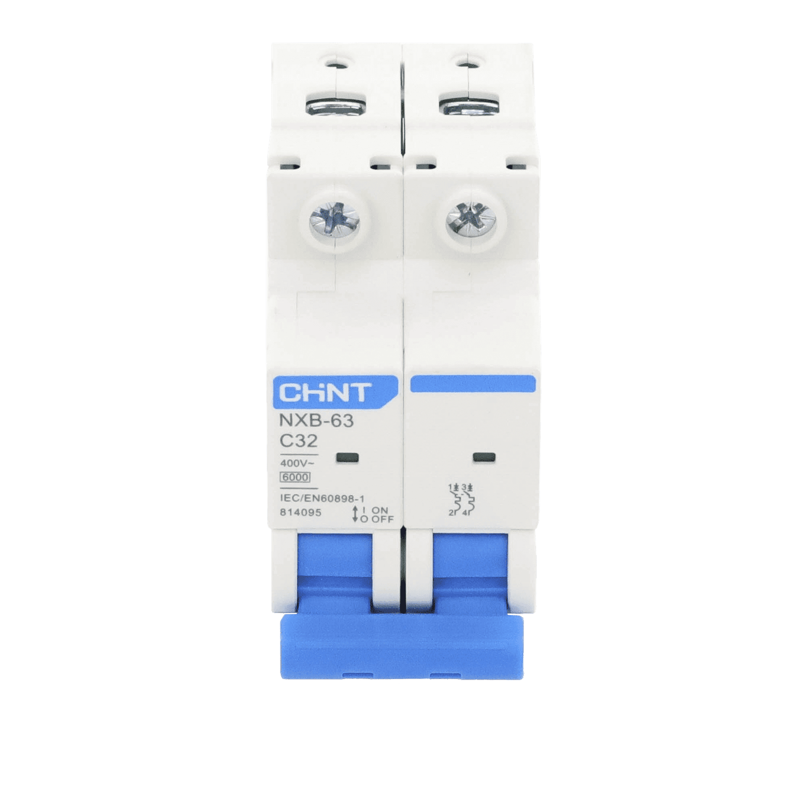Pastilla para Riel Din, 2 Polos, 32 Amp, Vca:110/415v, 6kA, Catálogo: NXB632PC32, Serie: NXB-63. NXB632PC32 - CHINT