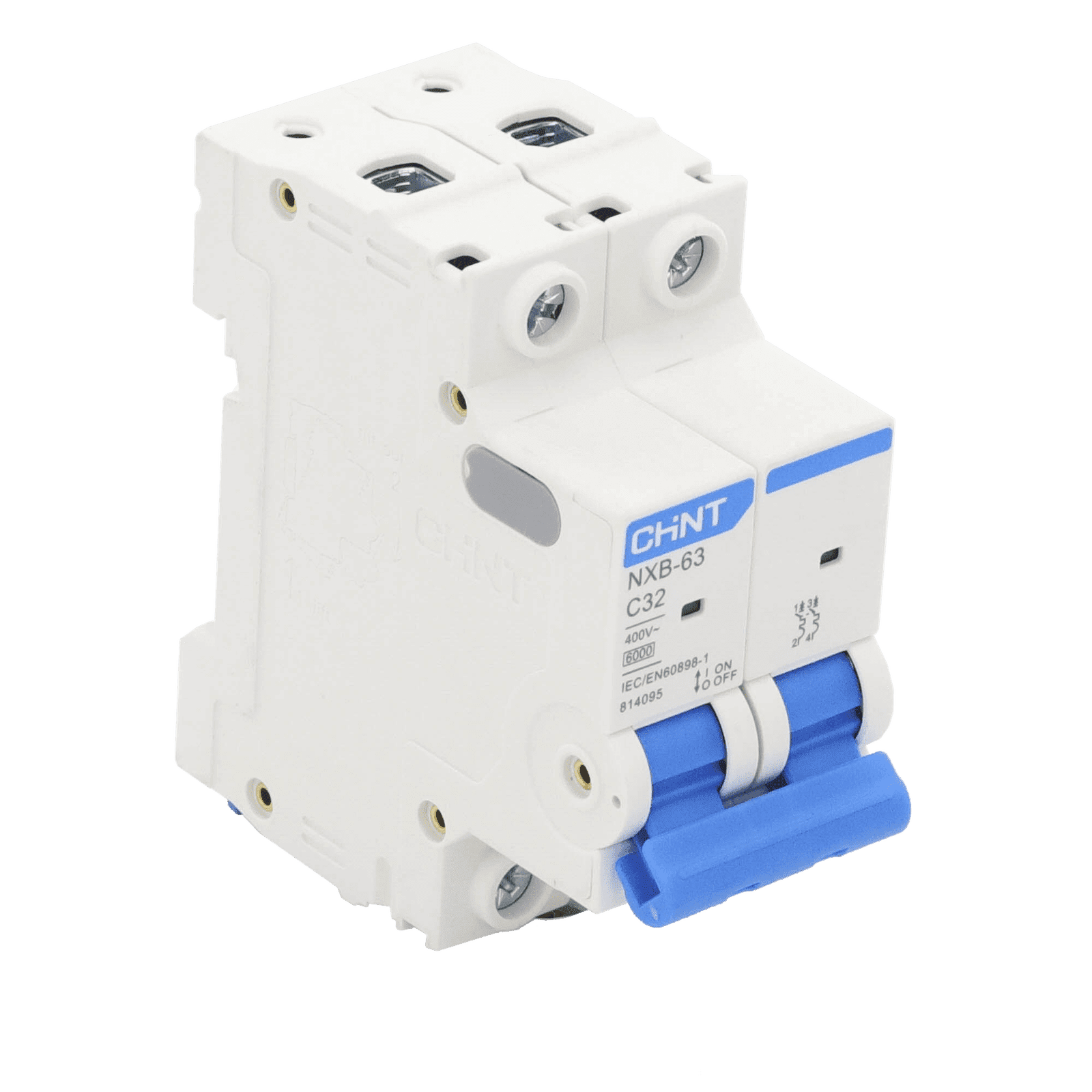 Pastilla para Riel Din, 2 Polos, 32 Amp, Vca:110/415v, 6kA, Catálogo: NXB632PC32, Serie: NXB-63. NXB632PC32 - CHINT