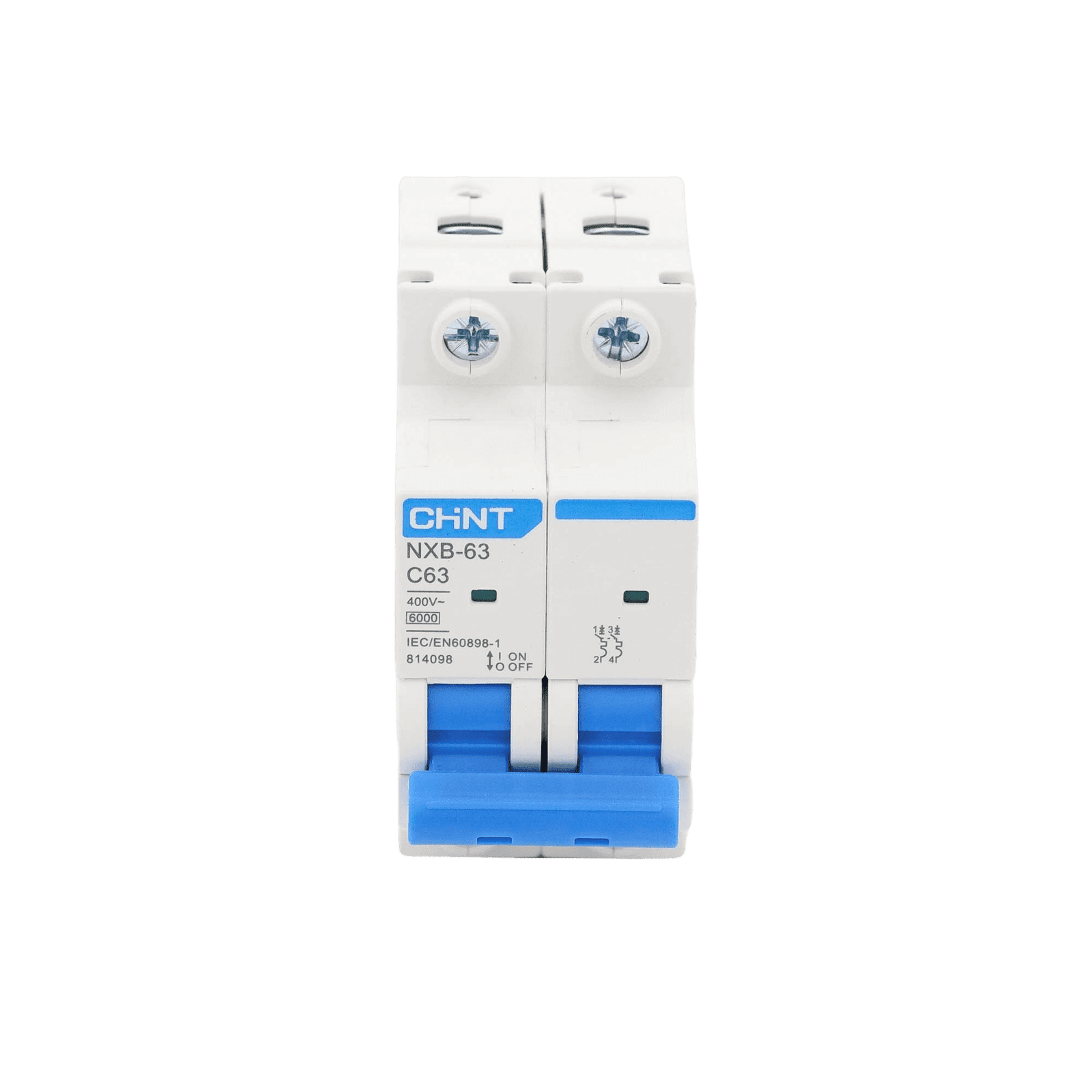 Pastilla para Riel Din, 2 Polo, 63 Amp, Vca:110/415v, 6kA, Catálogo: NXB632PC63, Serie: NXB-63. NXB632PC63 - CHINT