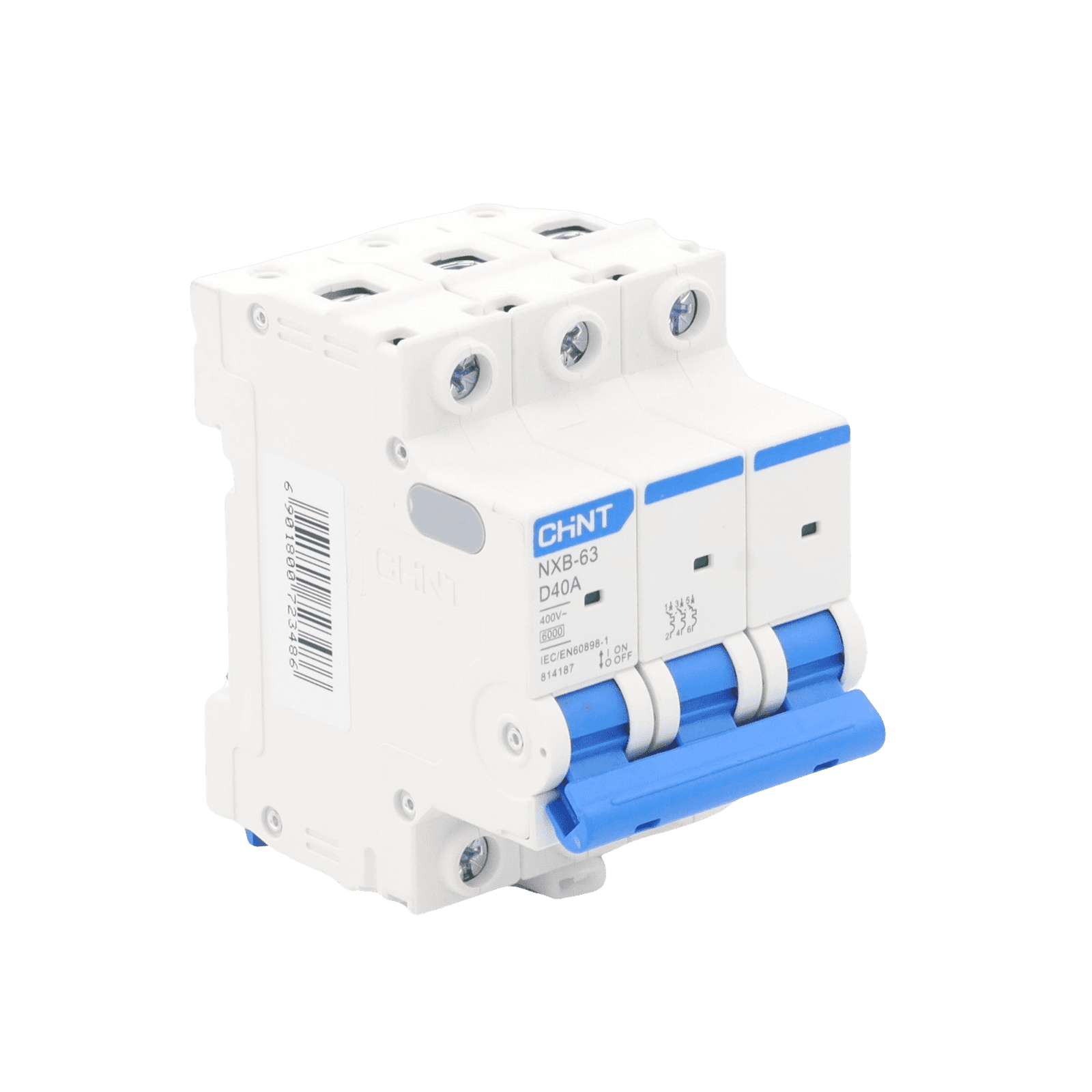 Pastilla para Riel Din, 2 Polos, 40 Amp, Vca:110/415v, 6kA, Catálogo: NXB633PD40, Serie: NXB-63. NXB633PD40 - CHINT