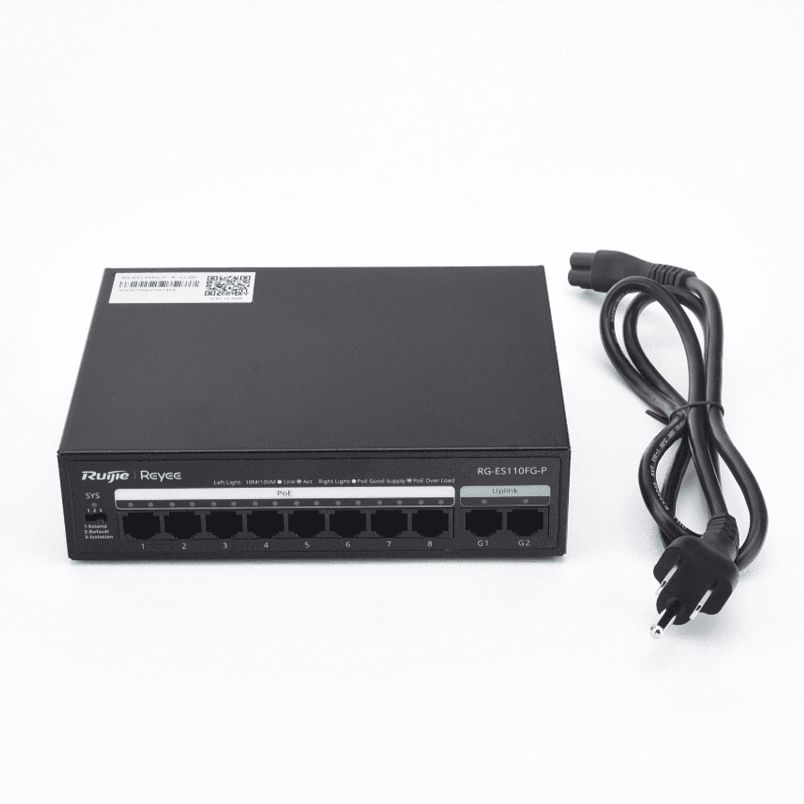 Switch PoE no administrado de 2 puertos Gigabit y 8 puertos 10/100 Mbps RG-ES110FG-P - RUIJIE