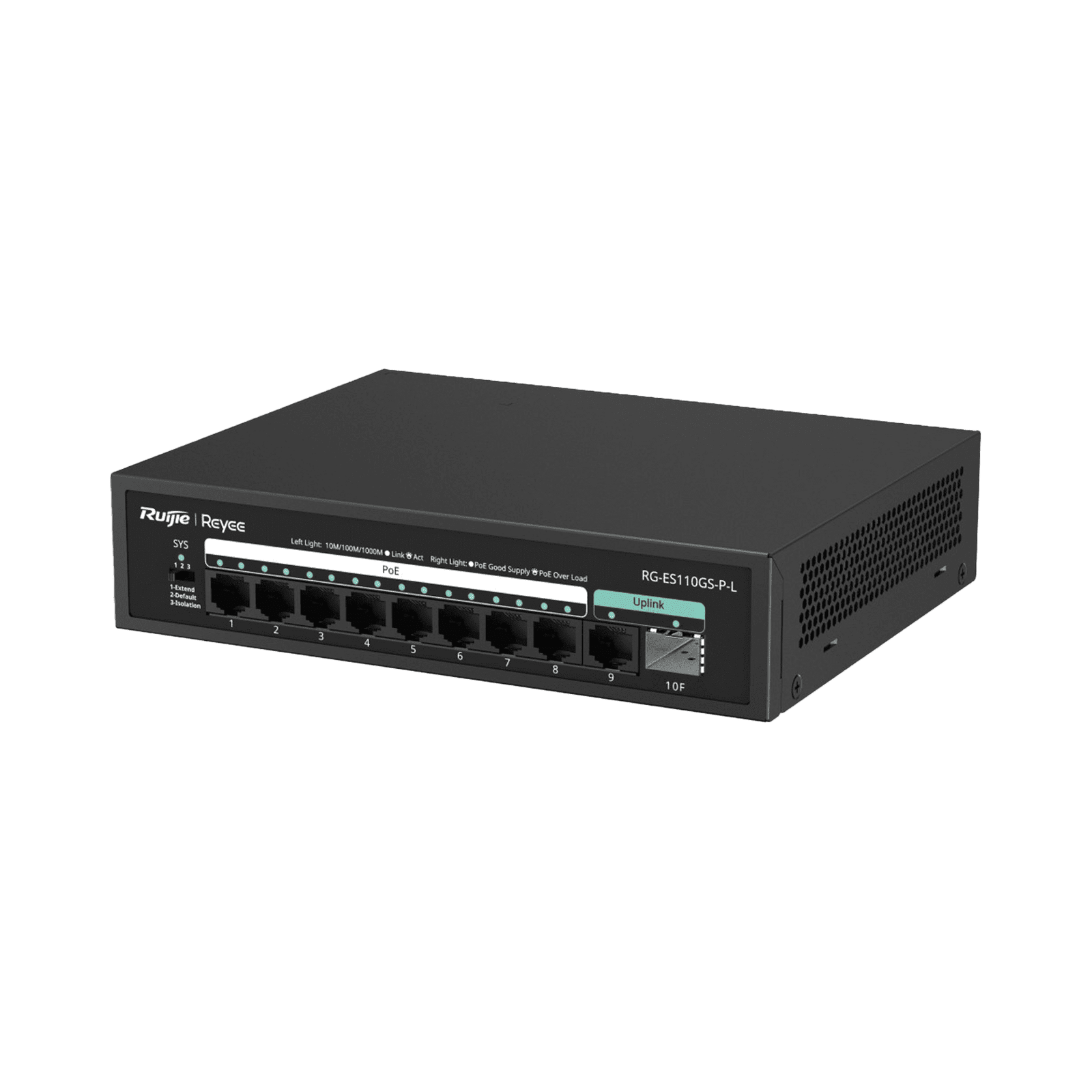 Switch PoE, no administrable, con 10 puertos 10/100/1000 Mbps Monitorearle en la Nube RG-ES110GS-P-L - RUIJIE