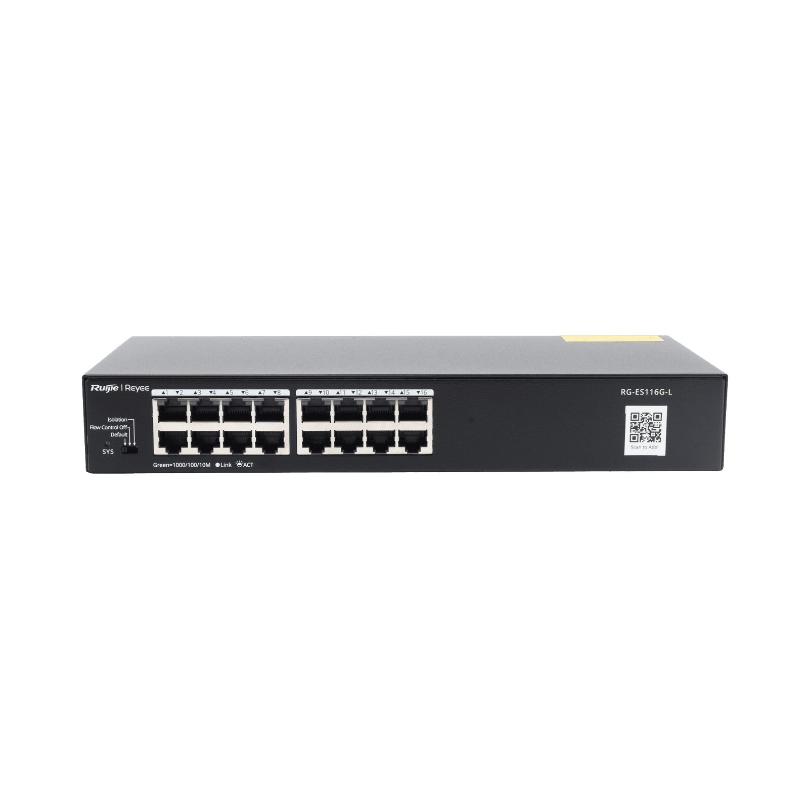 Switch no PoE, no administrable, con 16 puertos 10/100/1000 Mbps RG-ES116G-L - RUIJIE